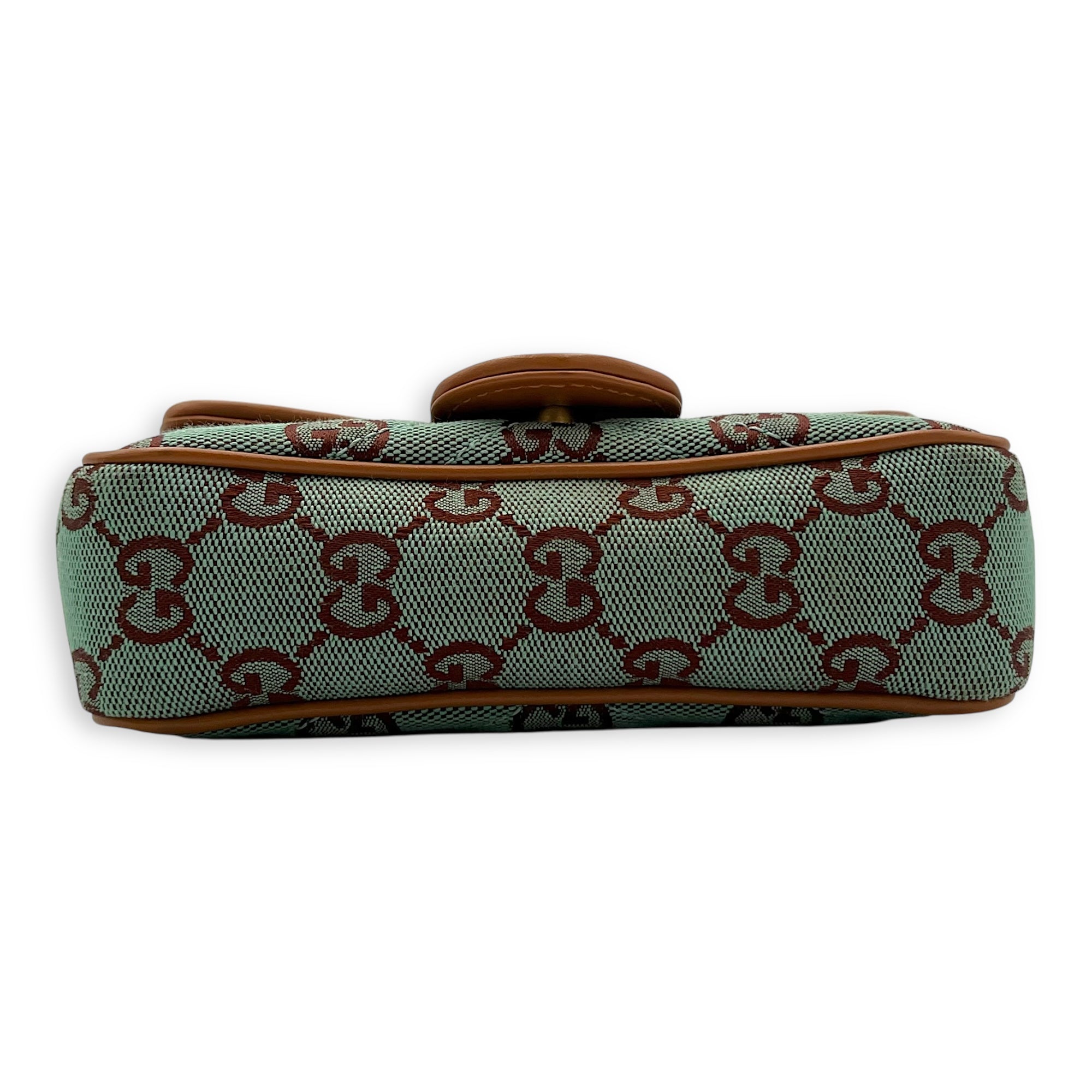 GG Marmont Crossbody Bag Super Mini Blue in Denim, Gold hardware - Image 5