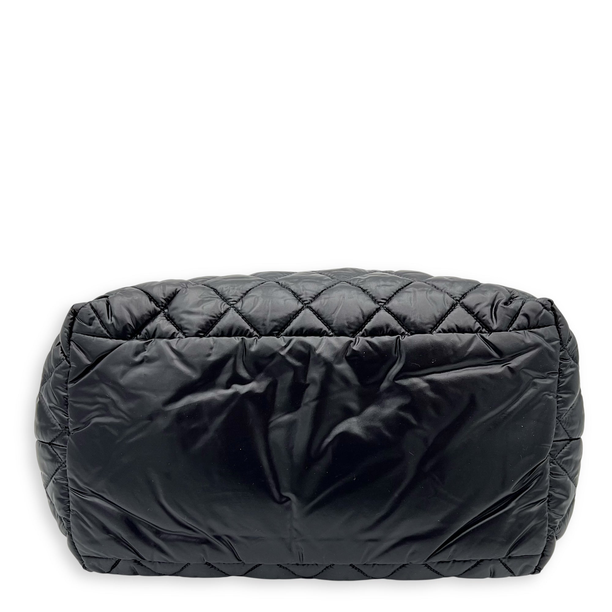 Coco Cocoon Tote Bag Black in Nylon, Silver hardware - Image 6
