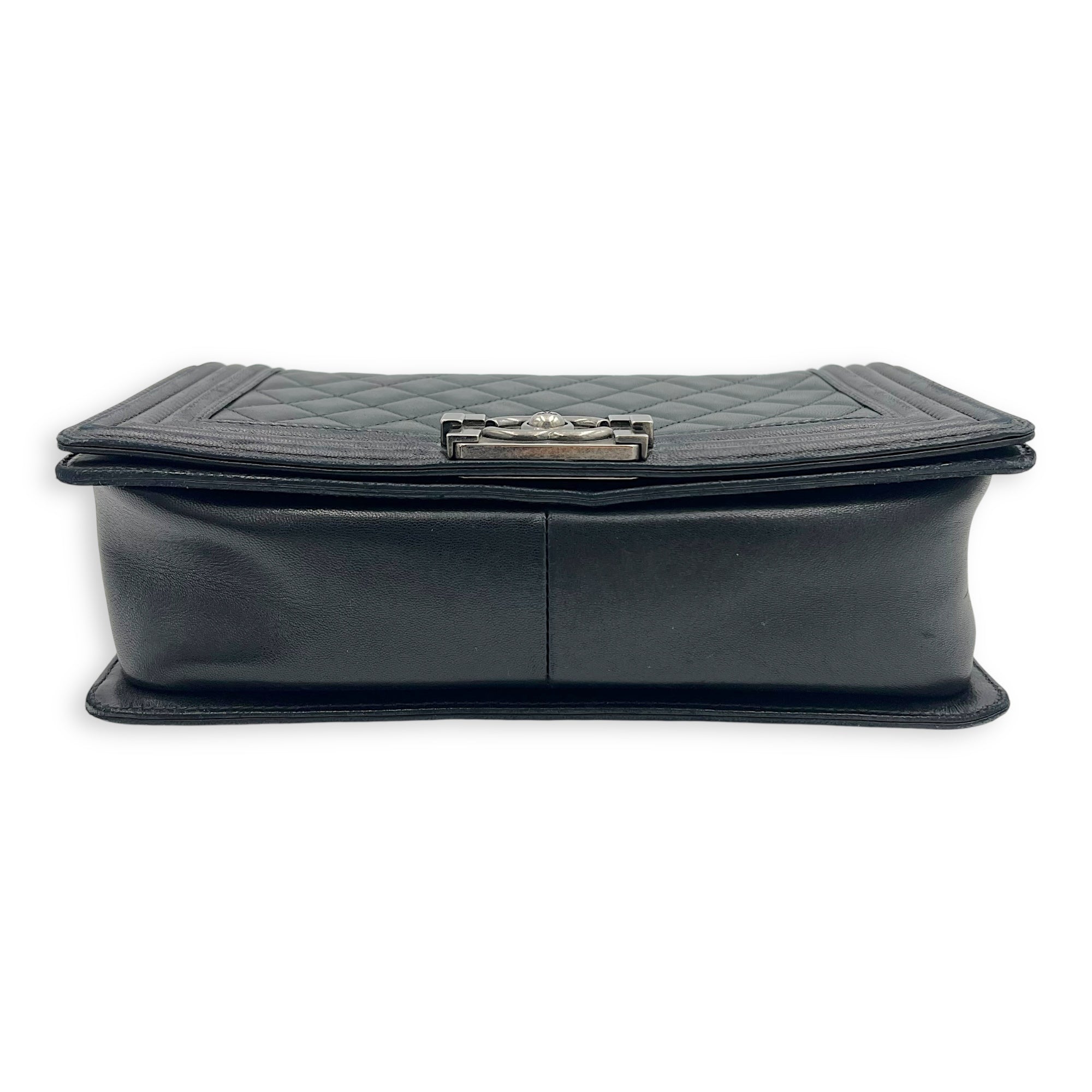 Boy Medium Black Shoulder Bag in Lambskin with Stingray Strap, Ruthenium hardware - Image 5