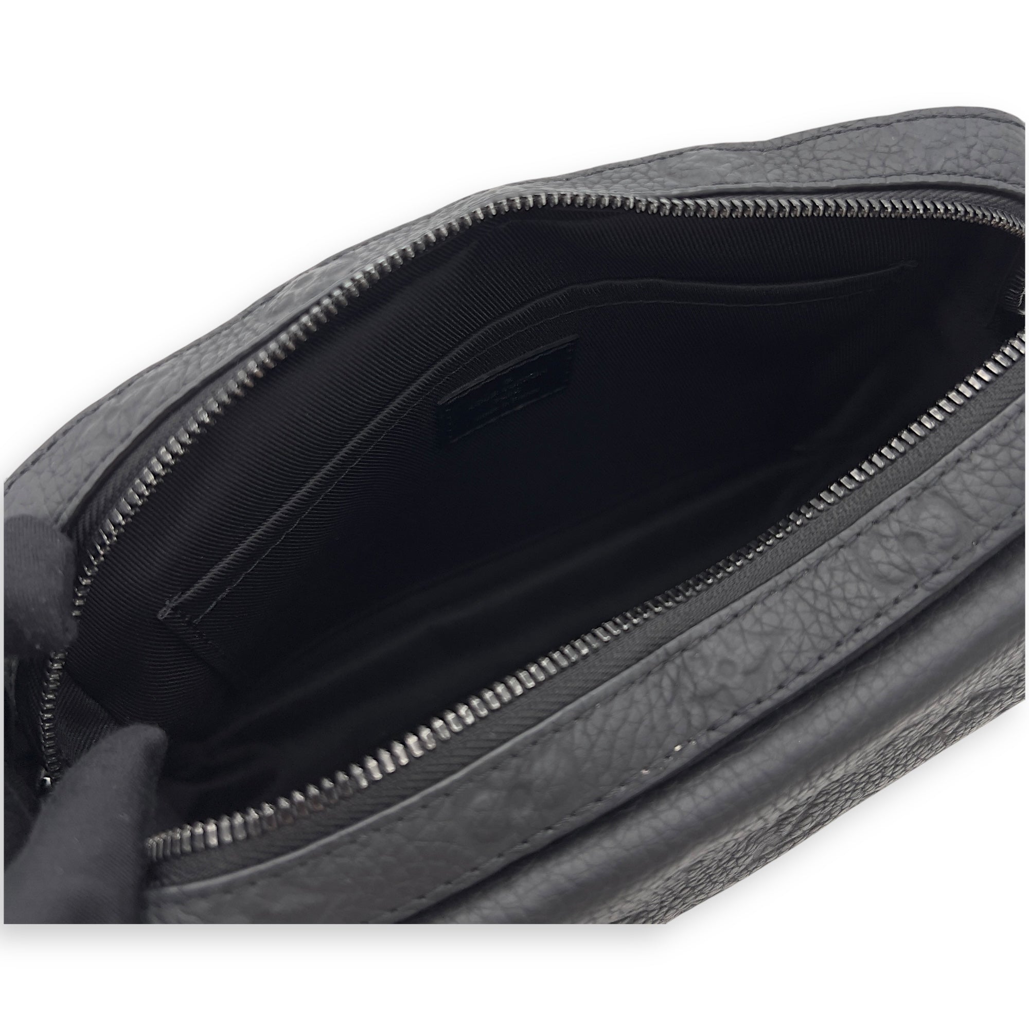 Steamer Black Messenger in Taurillon Leather, Lacquered Metal hardware - Image 7