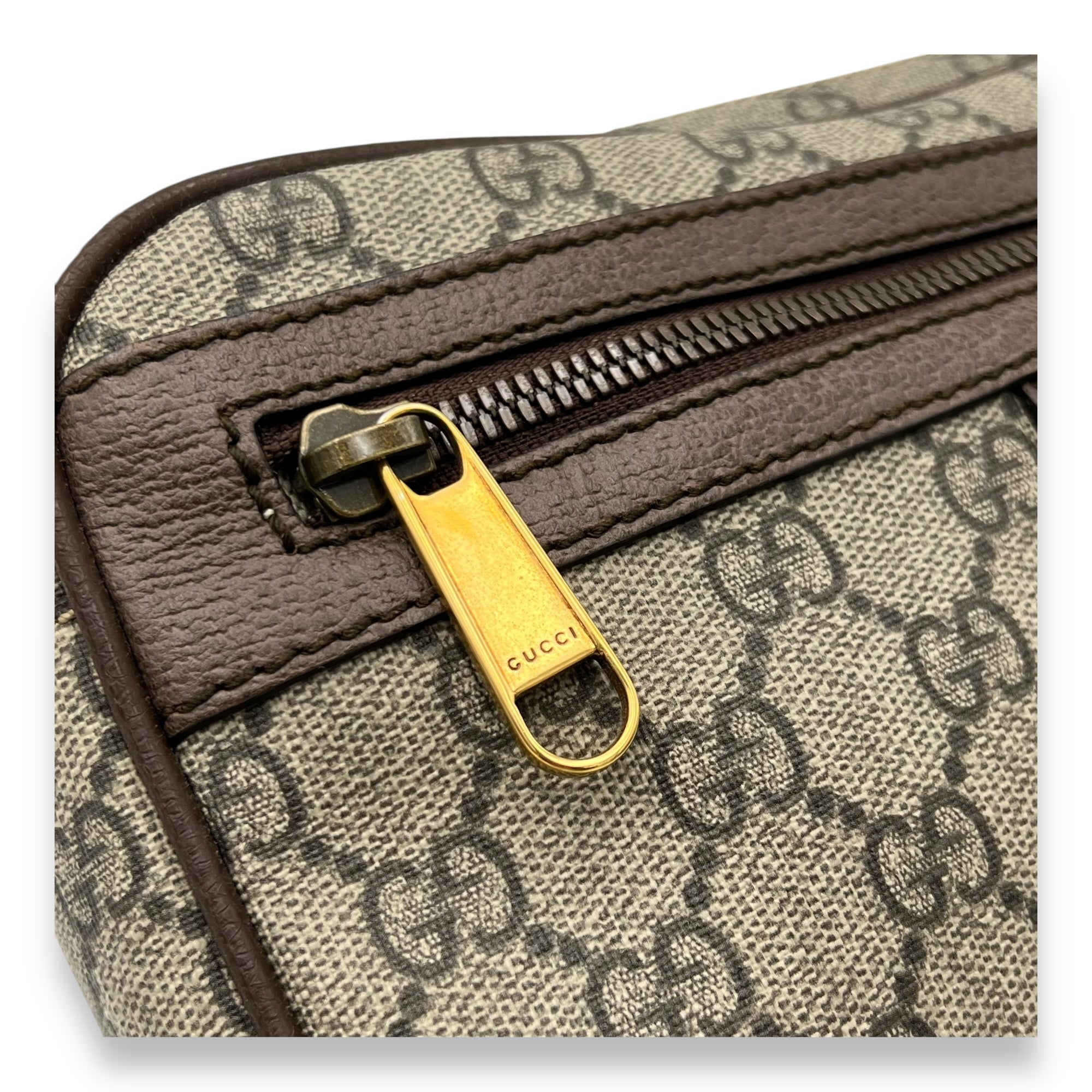 Ophidia Belt Bag Brown in Coated Canvas, Gold hardware - Image 7