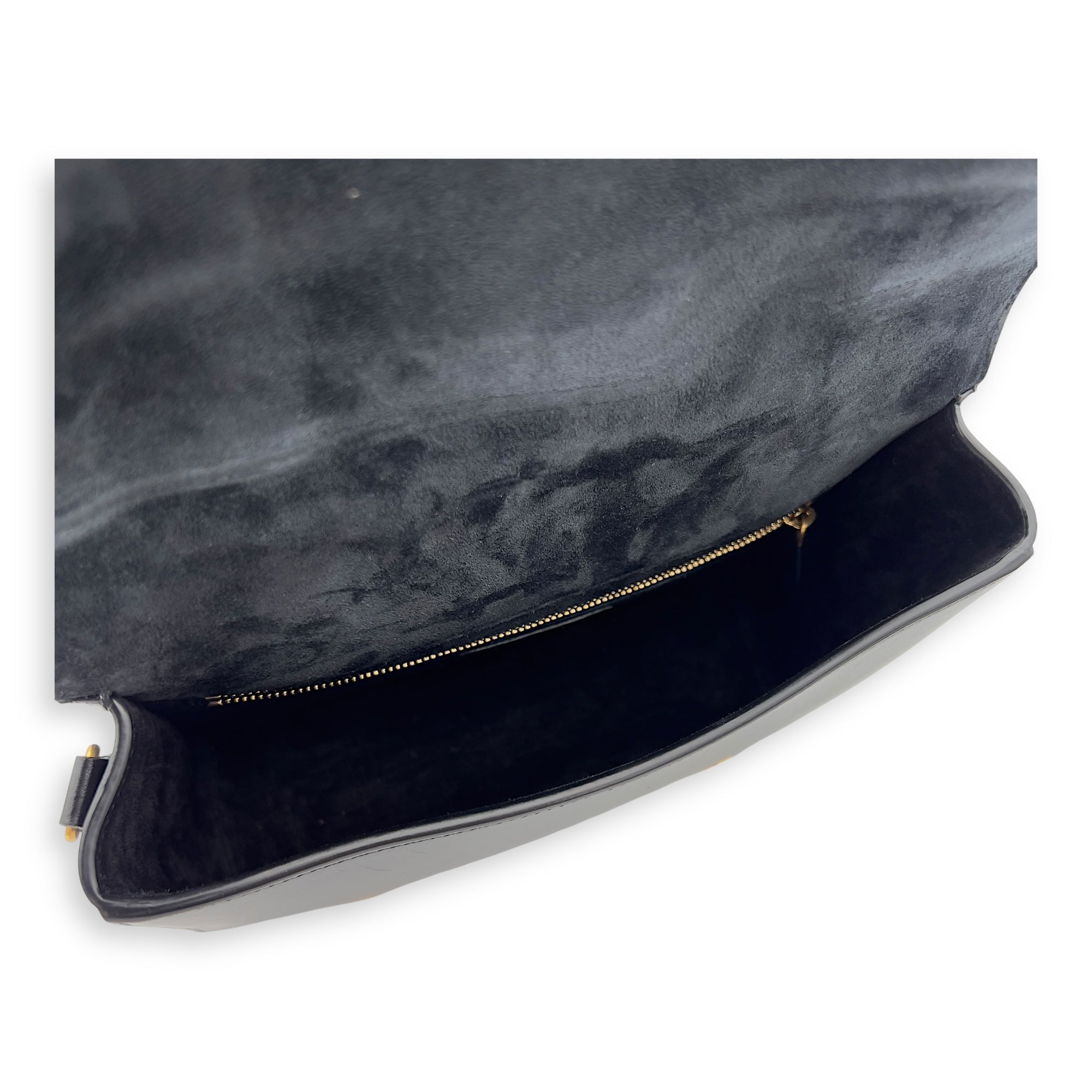 Satchel Crossbody Bag Black in Calfskin, Gold hardware - Image 4