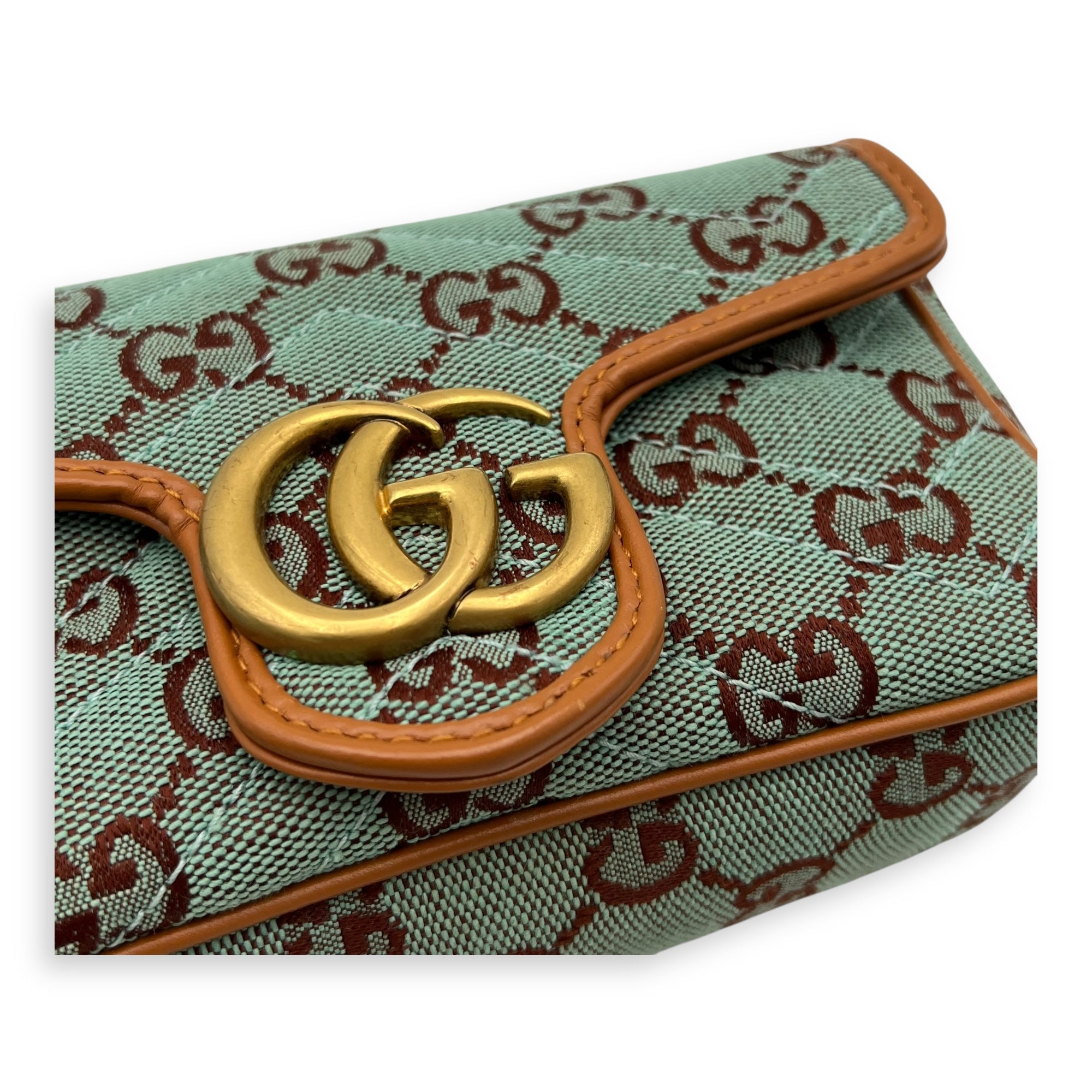 GG Marmont Crossbody Bag Super Mini Blue in Denim, Gold hardware - Image 12