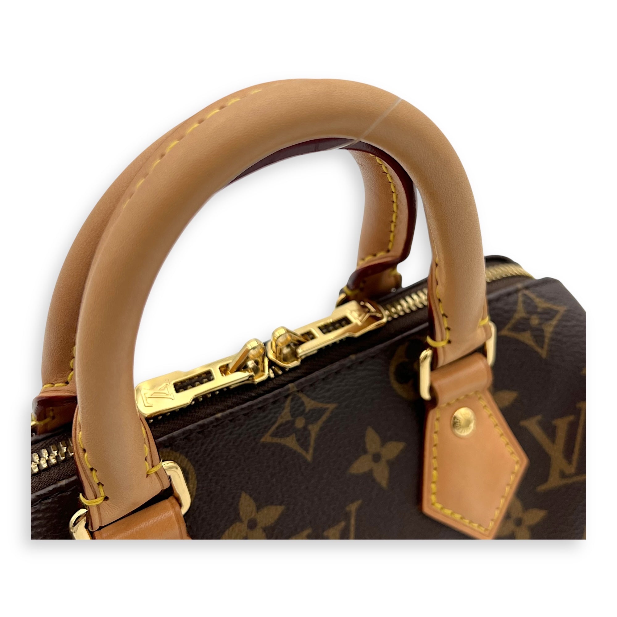 Speedy Bandouliere 20 Brown Top Handle Bag in Monogram Coated Canvas, Gold hardware - Image 7