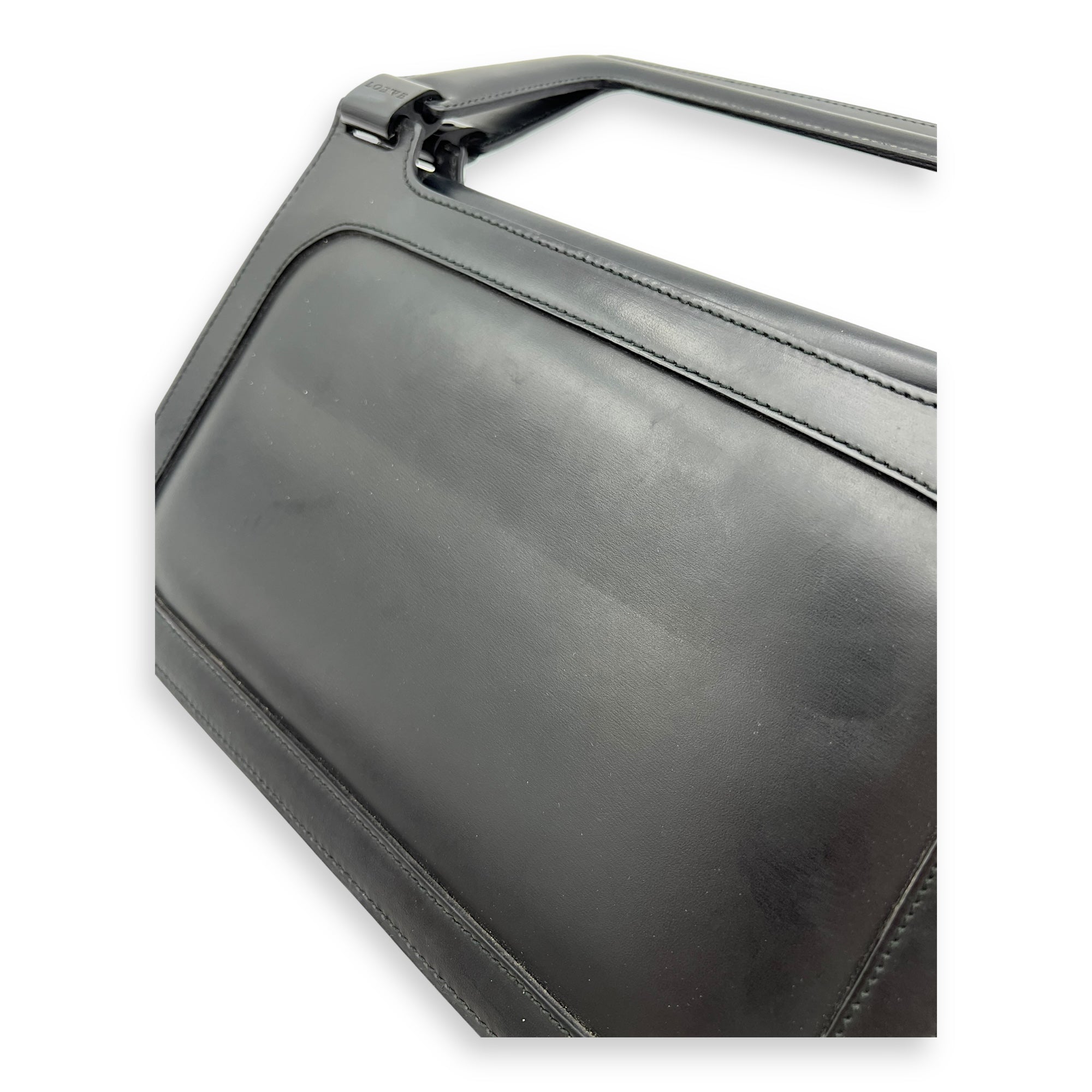 Vintage Top Handle Bag Black in Calfskin, Silver hardware - Image 9