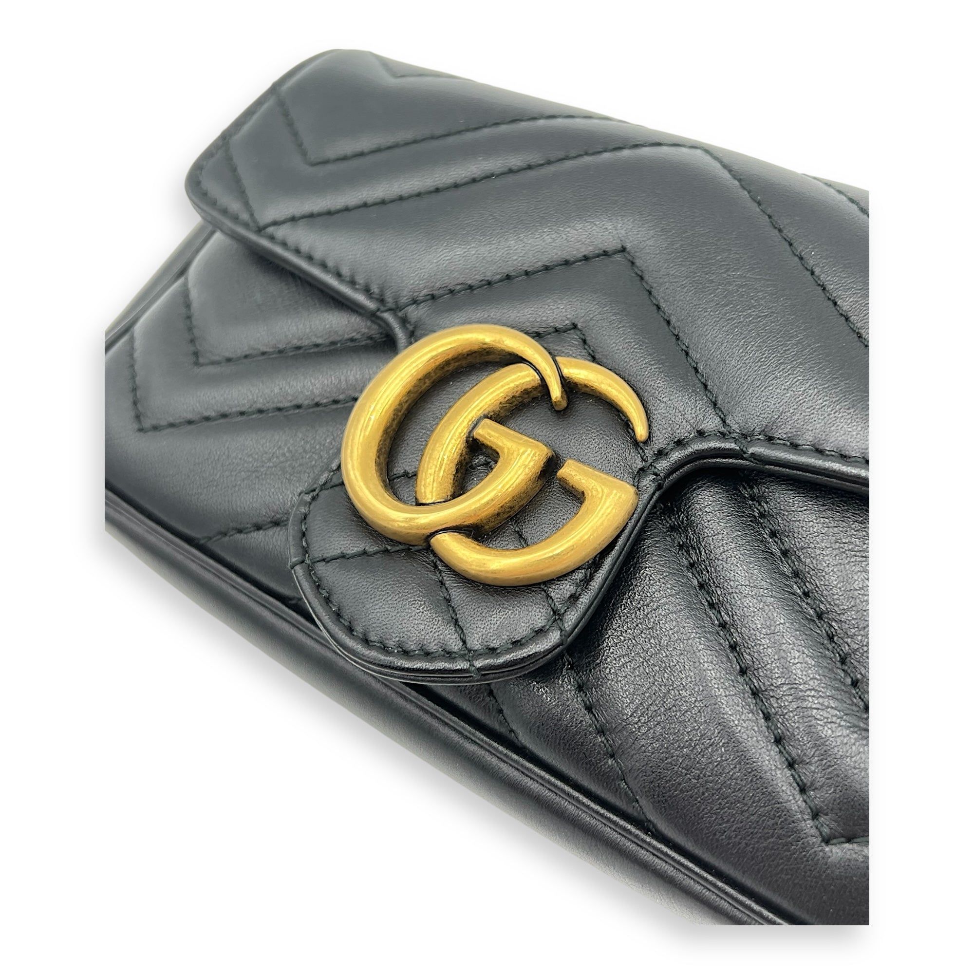 GG Marmont Crossbody Bag Black in Calfskin, Gold hardware - Image 8