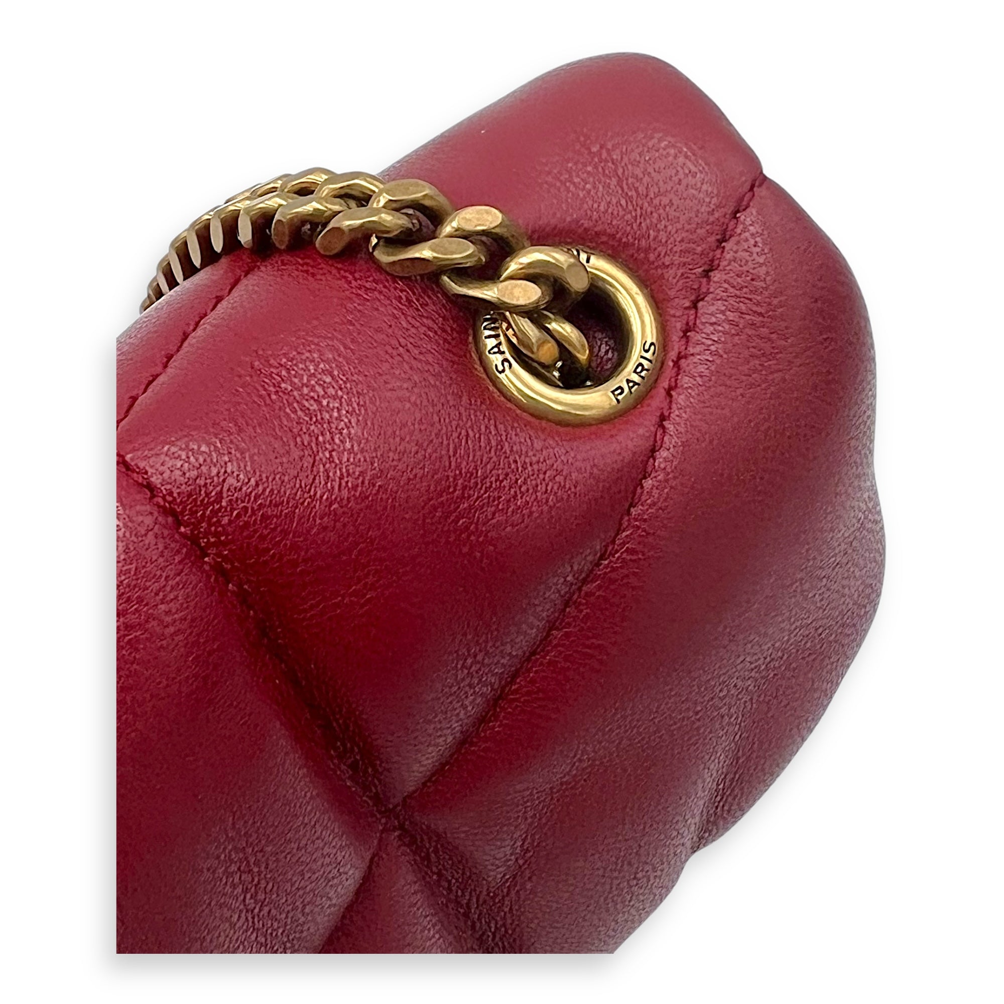 Puffer Mini Red Shoulder Bag in Lambskin, Gold hardware - Image 8