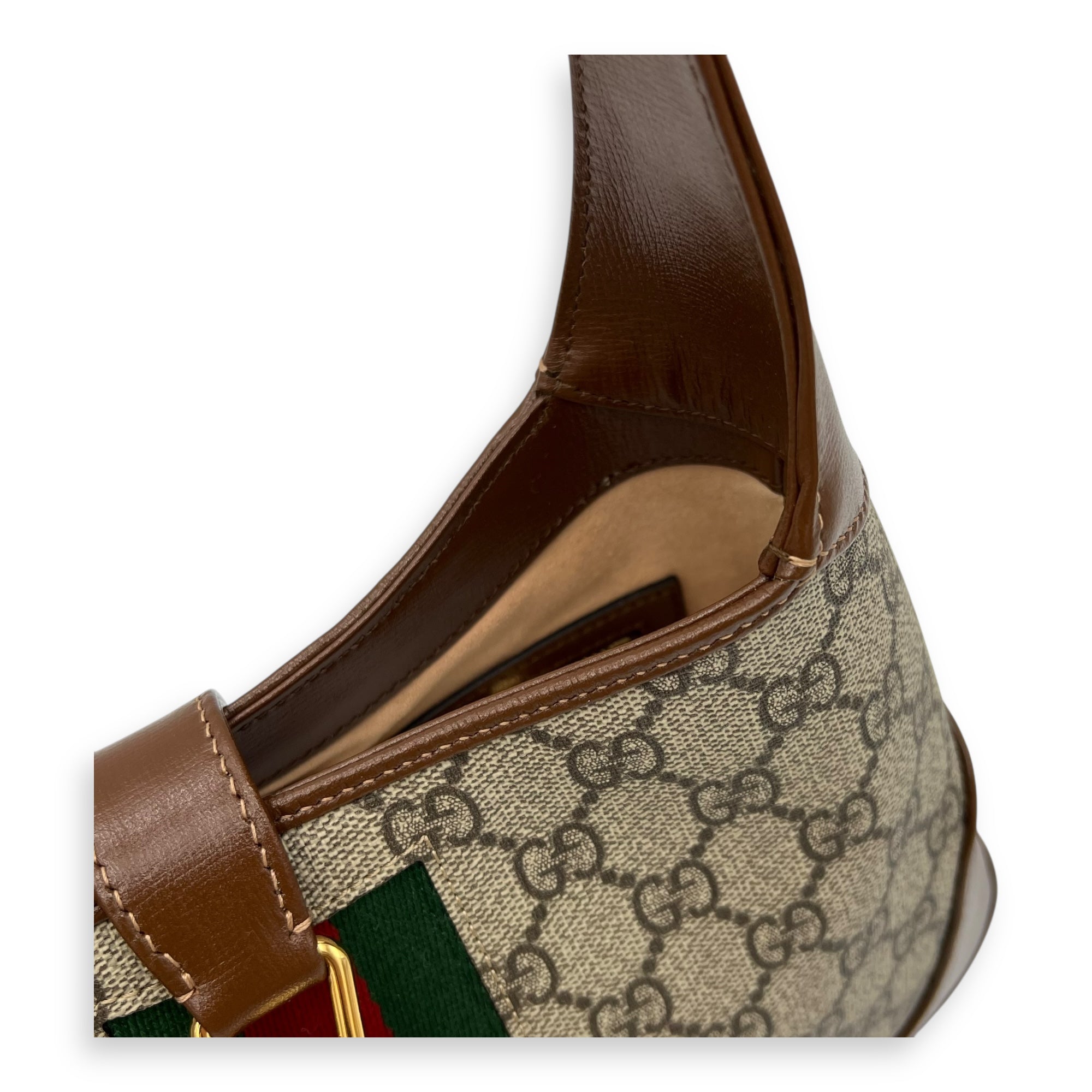 Jackie 1961 Top Handle Bag Brown in Coated Canvas, Gold hardware - Image 8