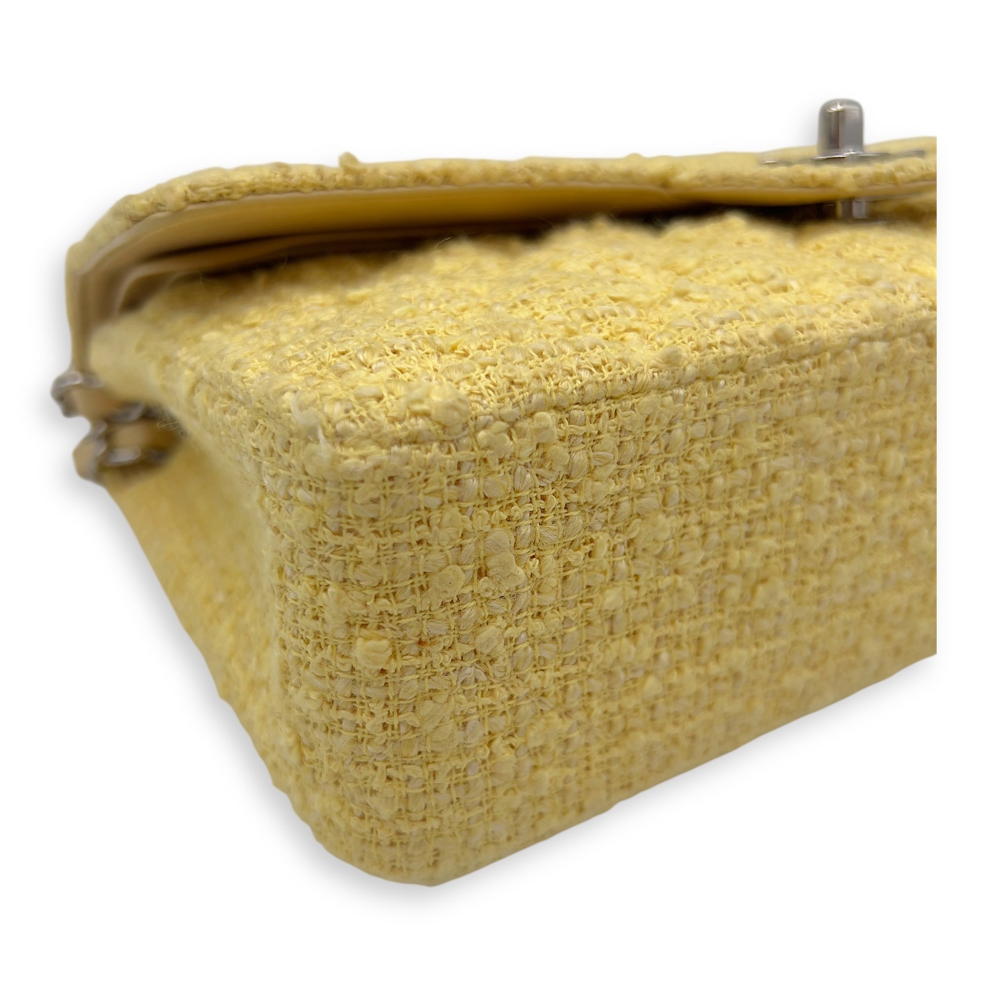 Classic Shoulder Bag Yellow in Tweed, Silver hardware - Image 8