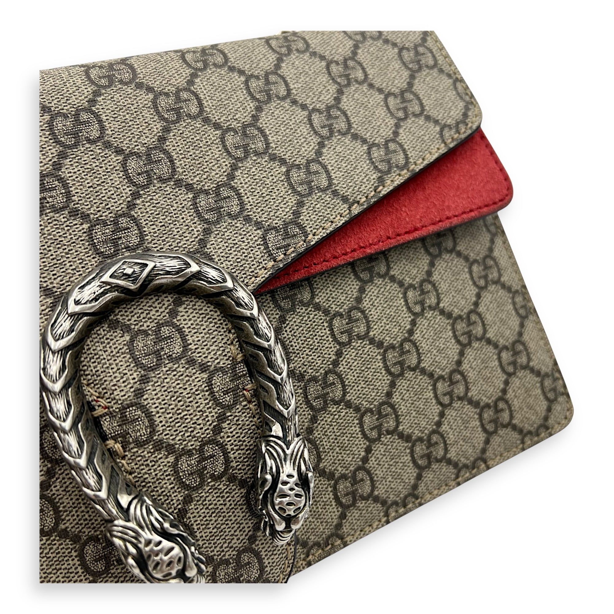 Dionysus Small Brown Shoulder Bag in Coated Canvas, Ruthenium hardware - Image 8