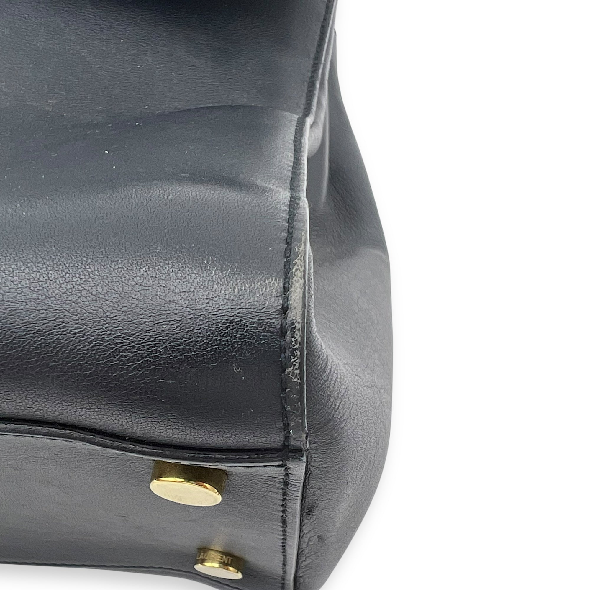 Moujik Top Handle Bag Blue in Calfskin, Gold hardware - Image 9