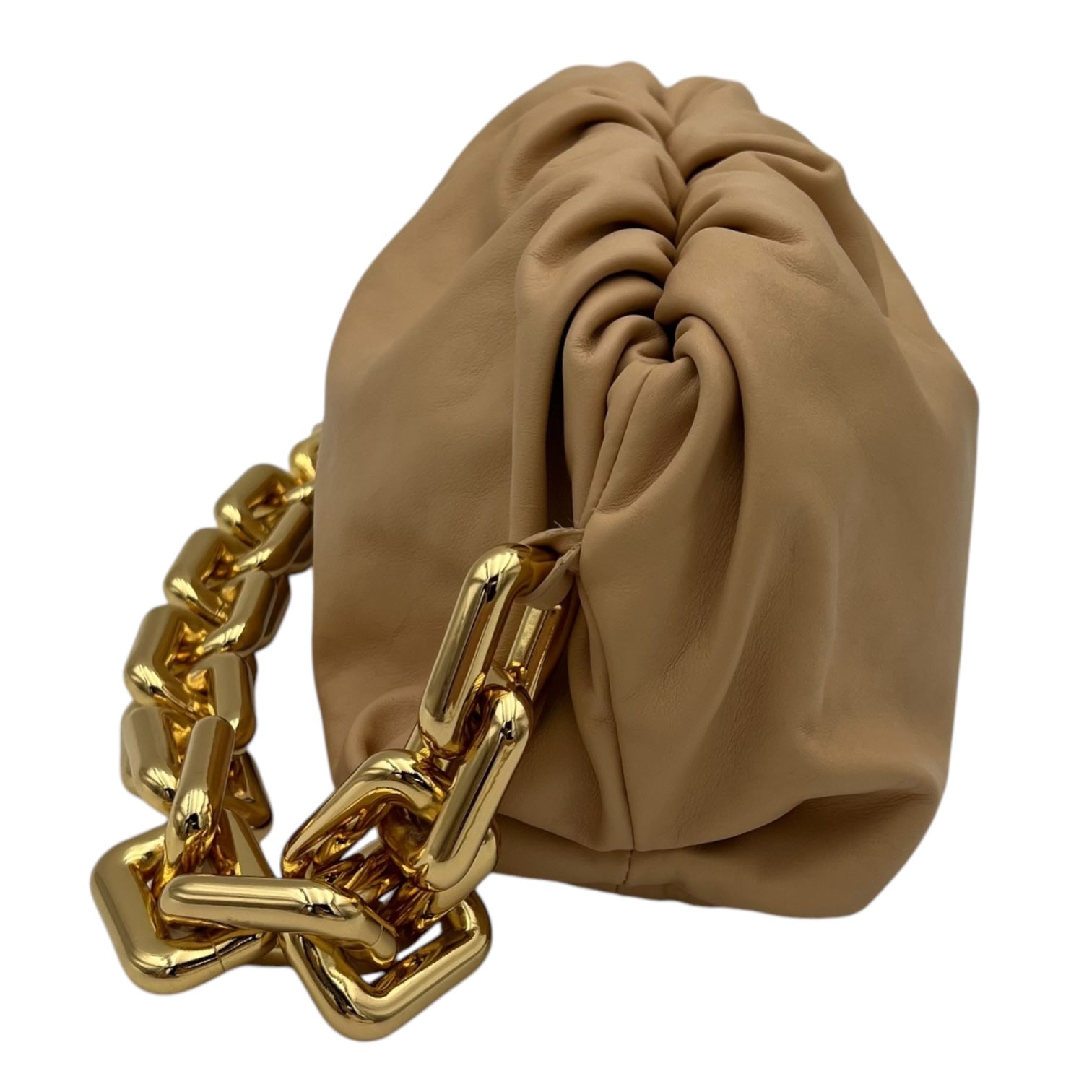 Chain Pouch Shoulder Bag Beige in Lambskin, Gold hardware - Image 4