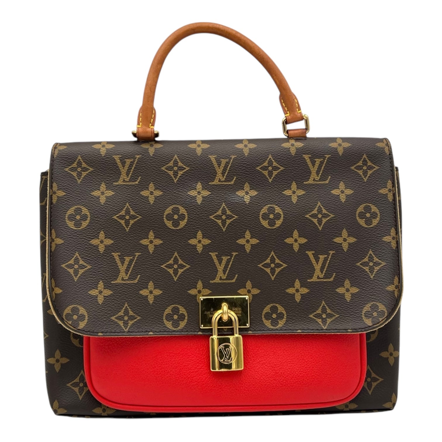 Marignan Top Handle Bag Brown in Monogram Coated Canvas, Gold hardware