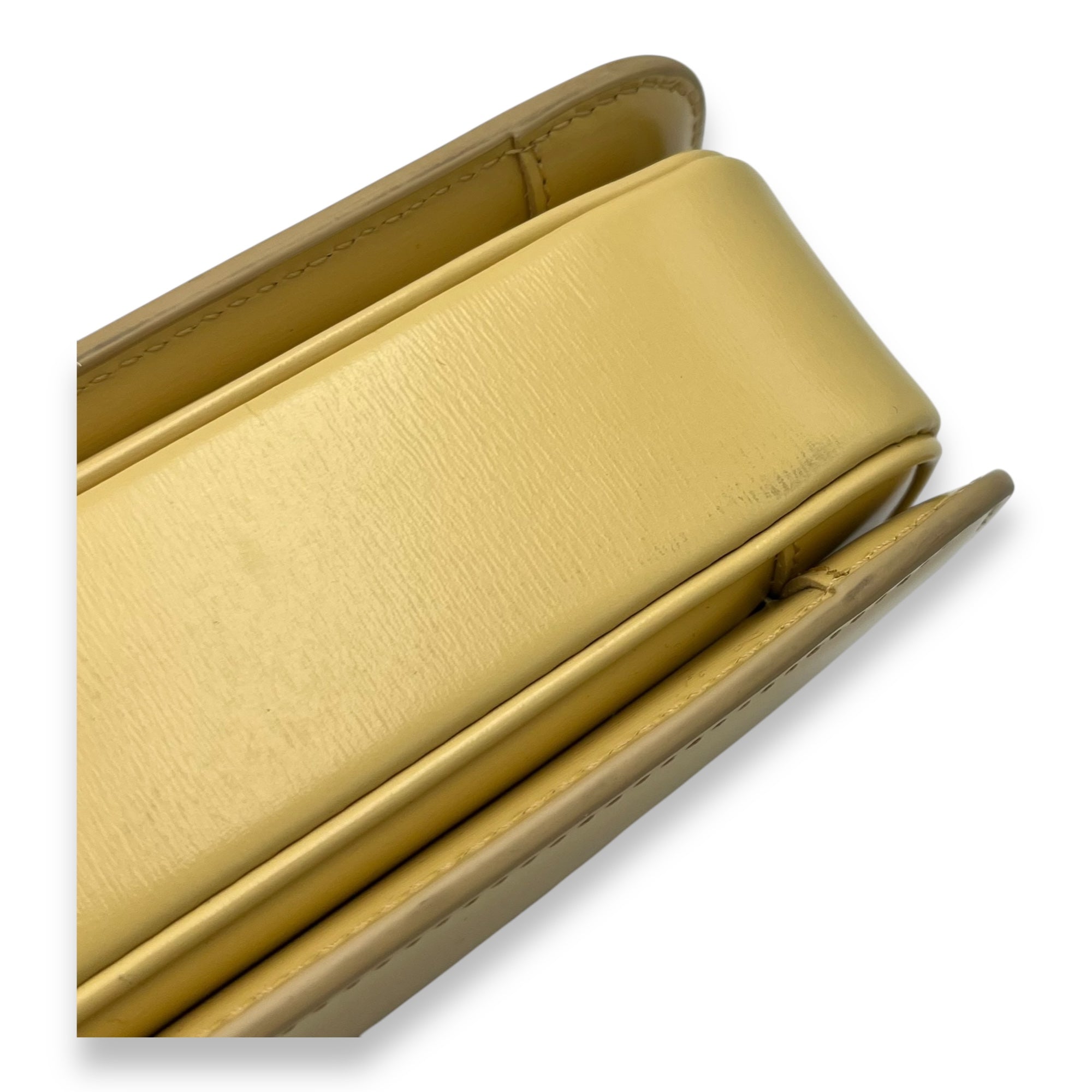 Triomphe Crossbody Bag Teen Yellow in Calfskin, Gold hardware - Image 9