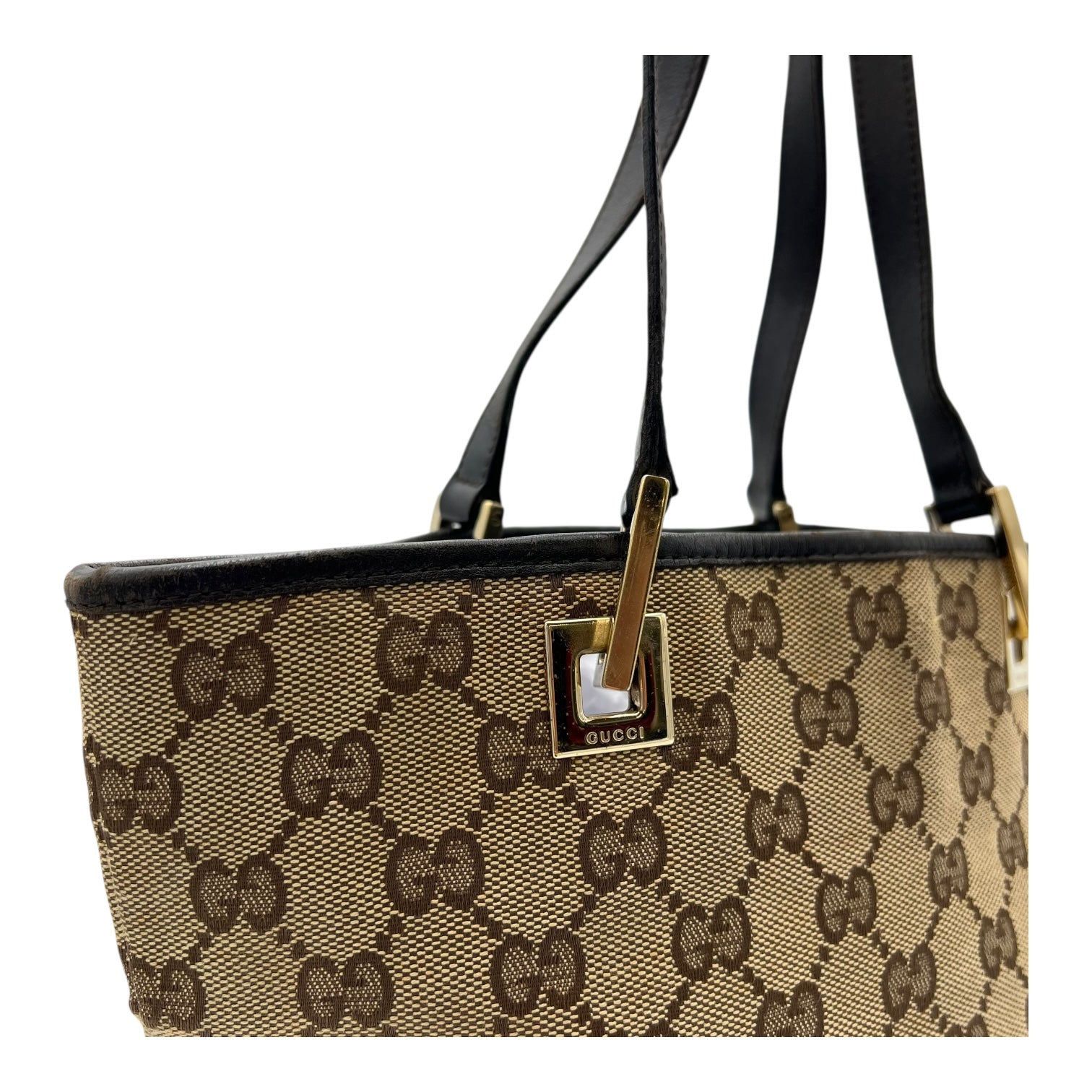 GG Brown Tote Bag in Canvas, Gold hardware - Image 9