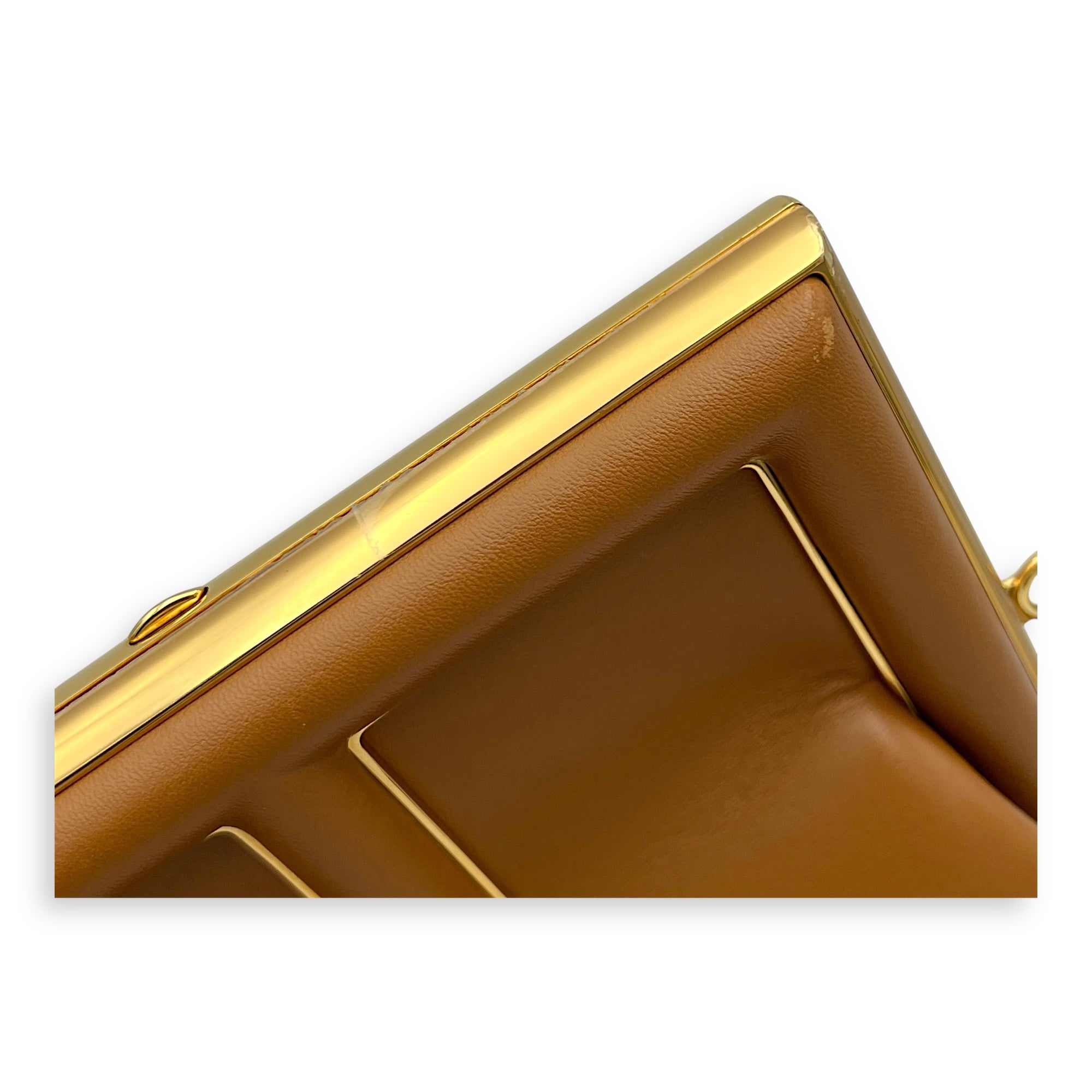 First Brown Shoulder Bag in Calfskin, Gold hardware - Image 9