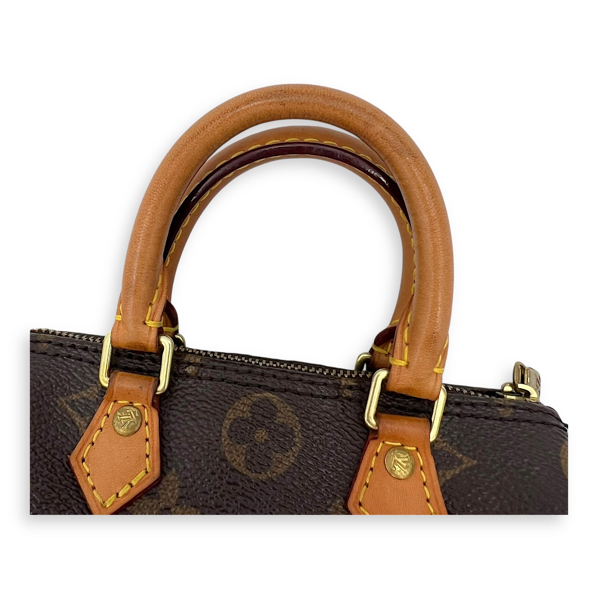 Speedy Top Handle Bag Nano Brown in Monogram Coated Canvas, Gold hardware - Image 9