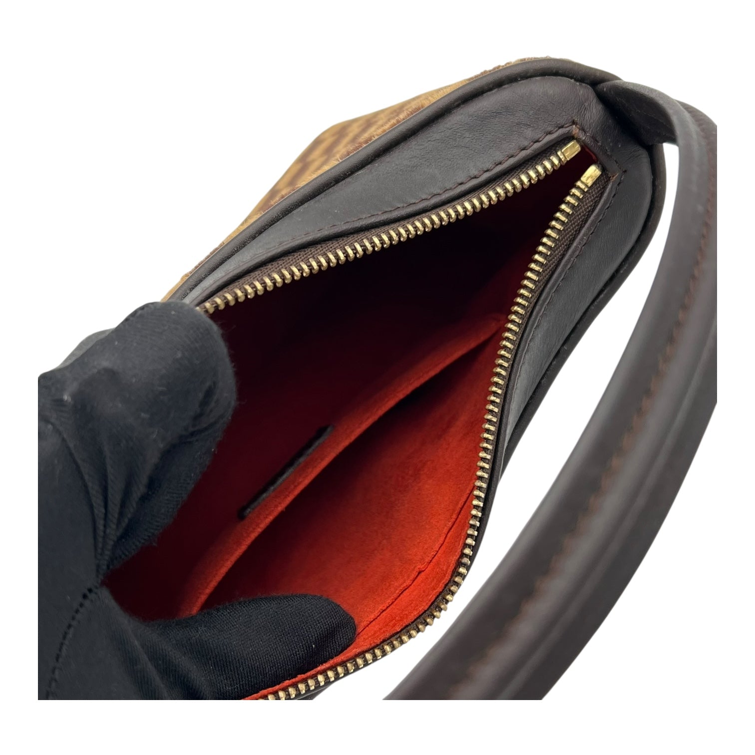 Damier Sauvage Tigre Brown Top Handle Bag in Pony Hair, Gold hardware - Image 10