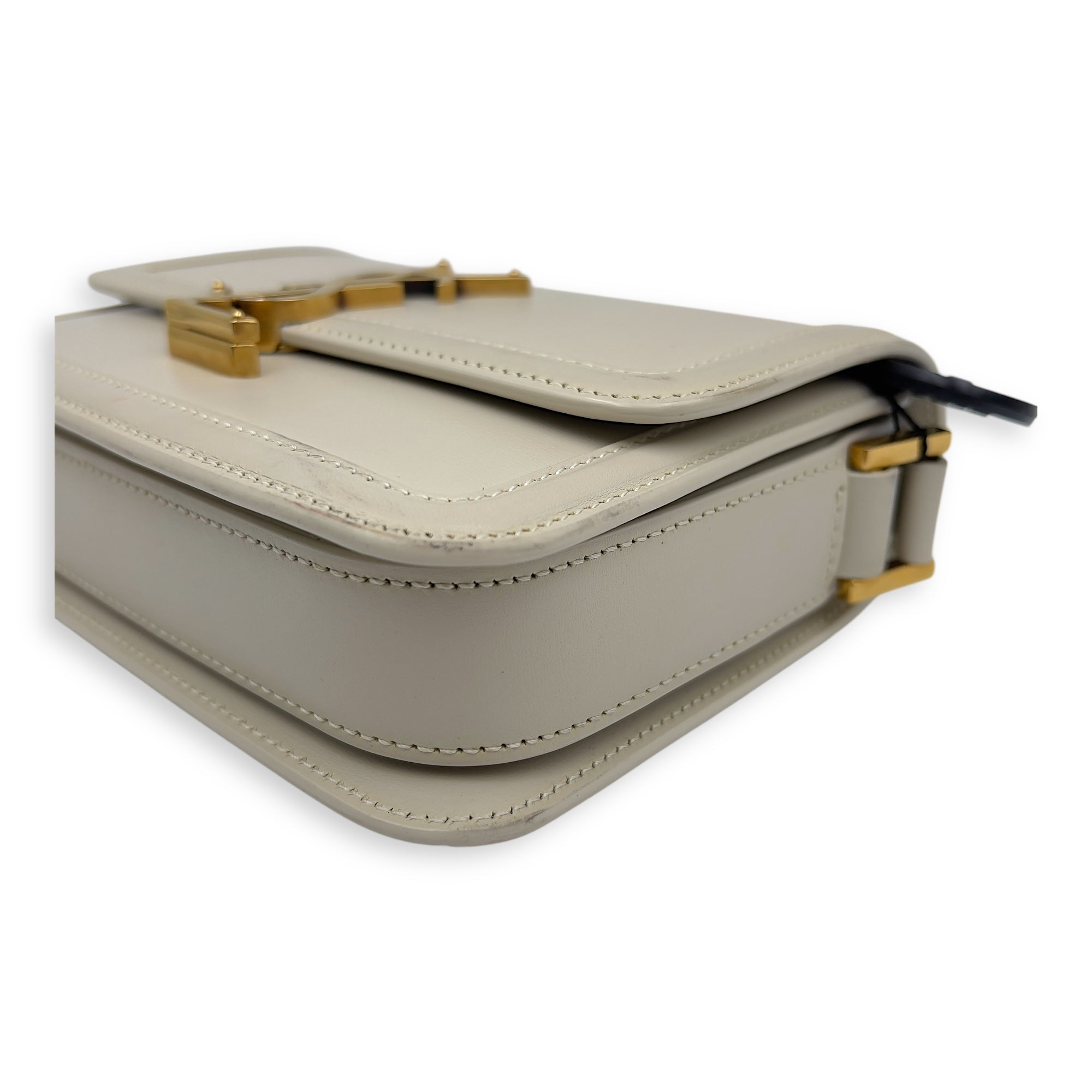 Solferino Shoulder Bag White in Calfskin, Gold hardware - Image 12