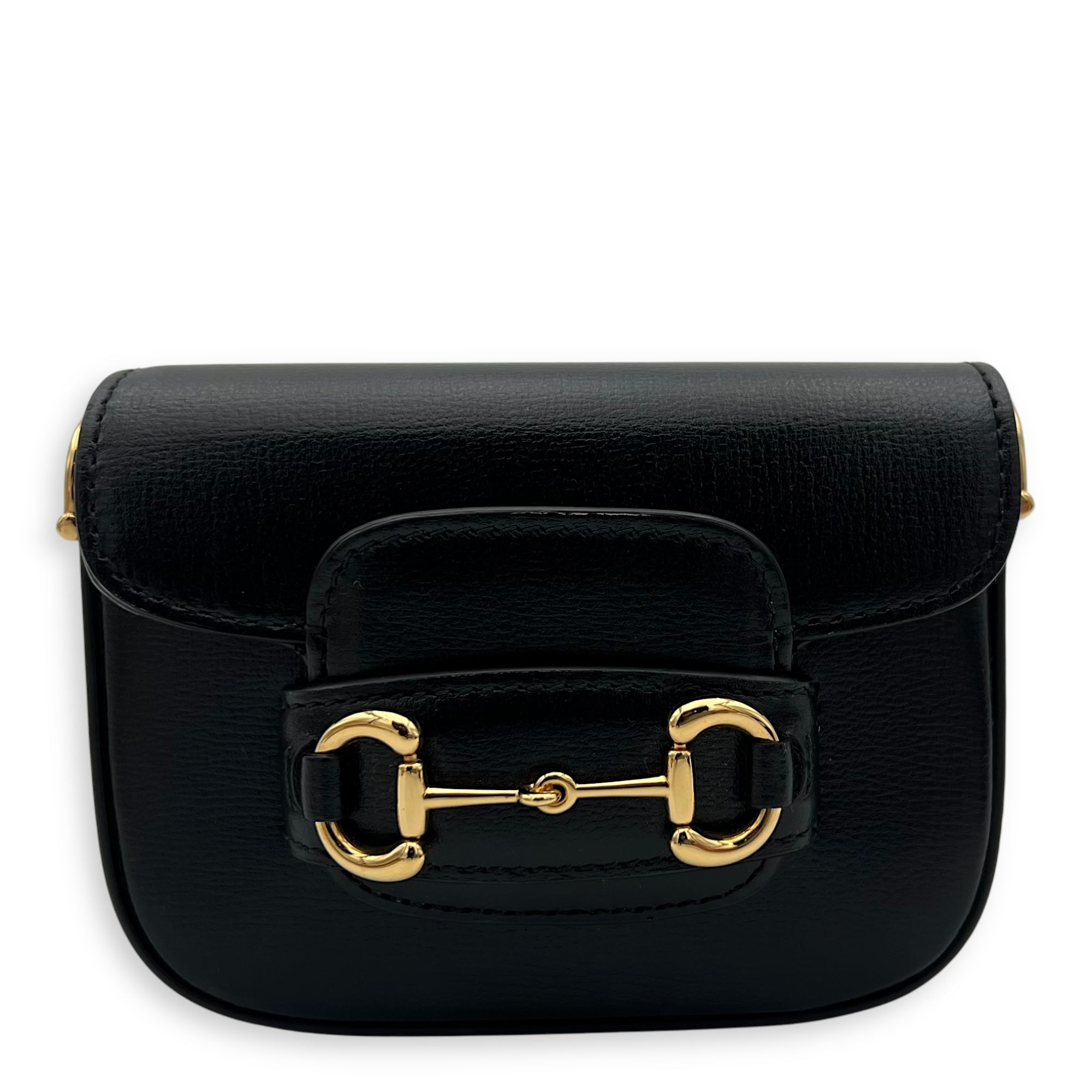 Horsebit 1955 Black Belt Bag in Calfskin, Gold hardware