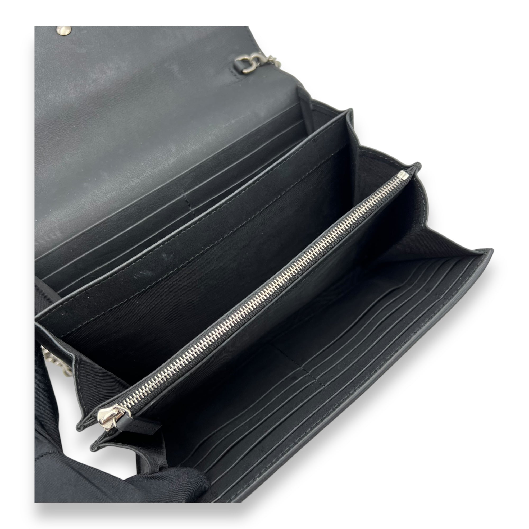 Dionysus Black Wallet On Chain in Suede Leather, Ruthenium hardware - Image 11