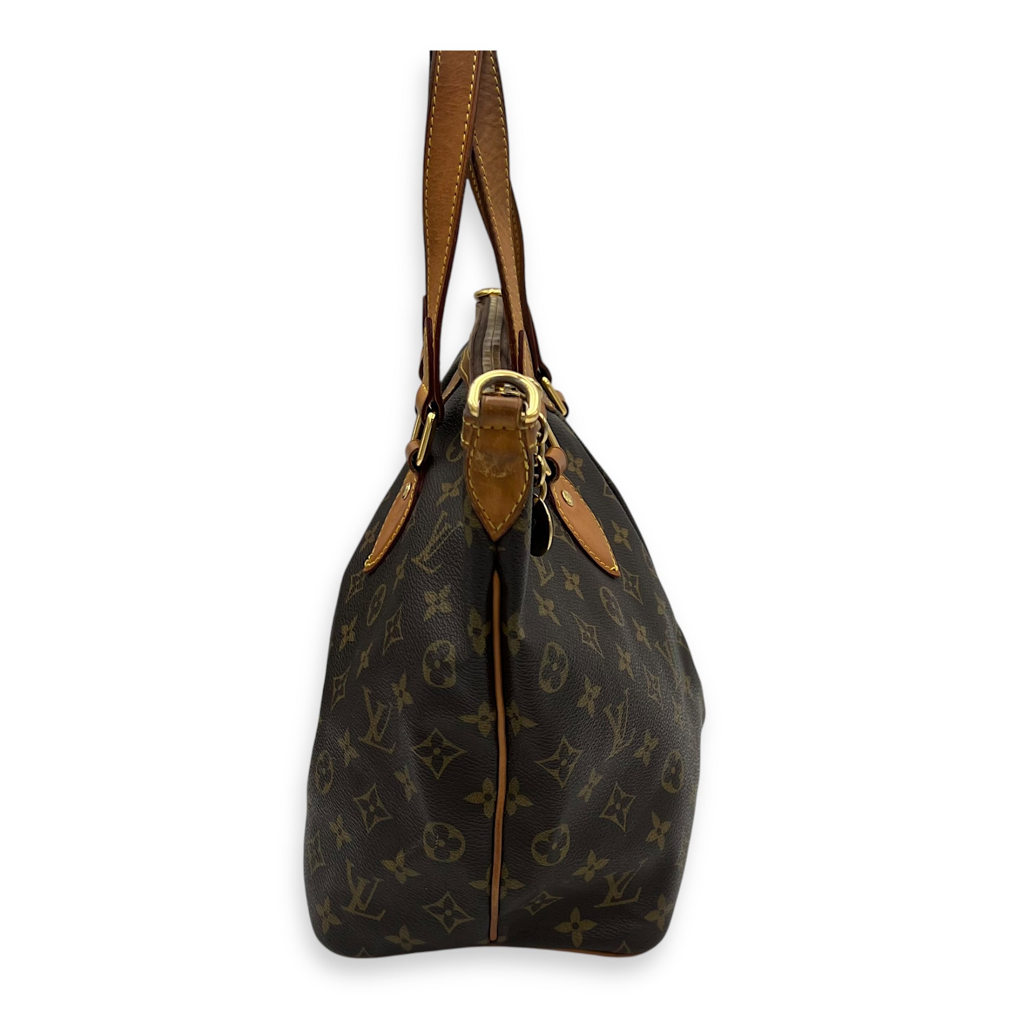 Palermo PM Brown Top Handle Bag in Monogram Coated Canvas, Gold hardware - Image 4