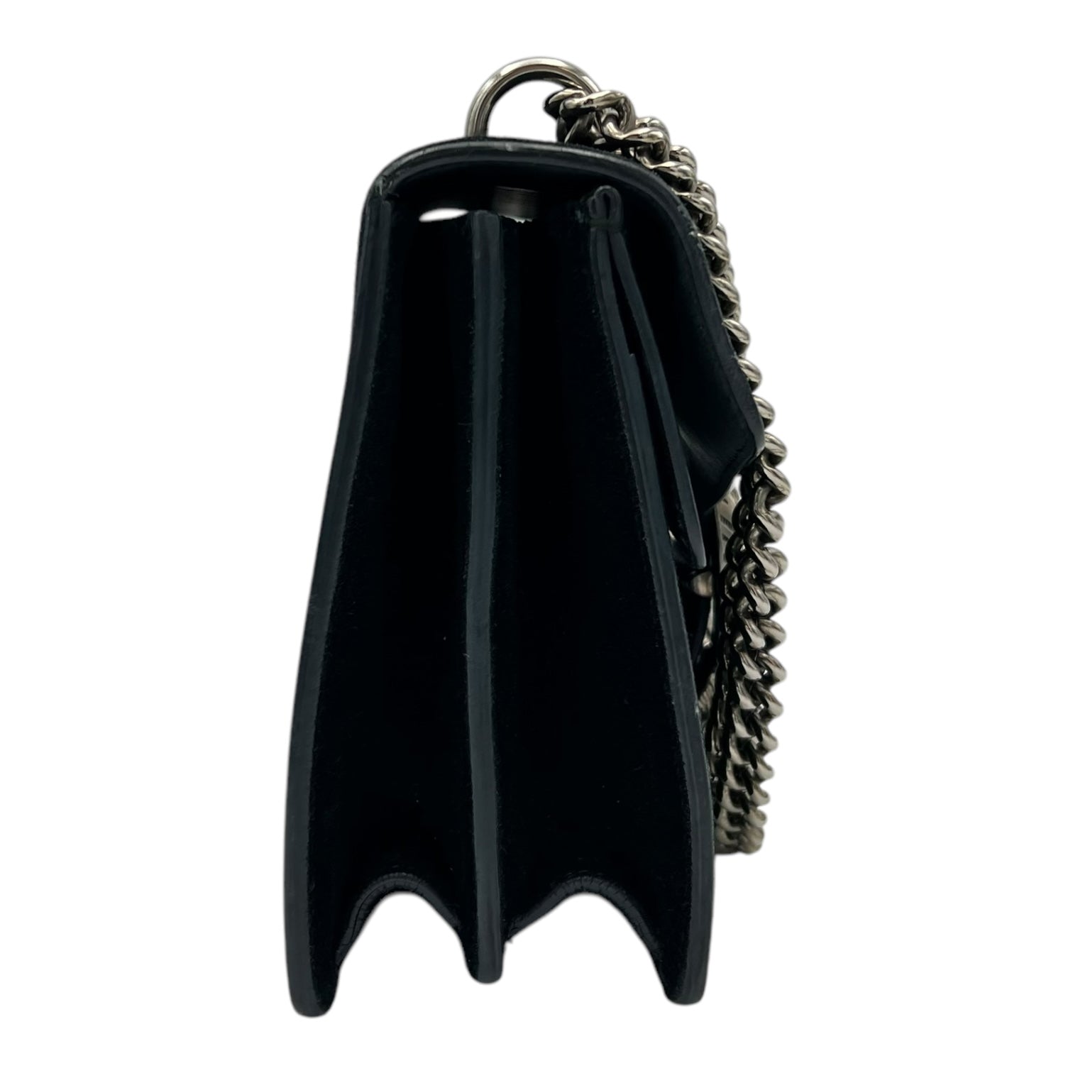 Dionysus Shoulder Bag Small Black in Suede Leather, Silver hardware - Image 4