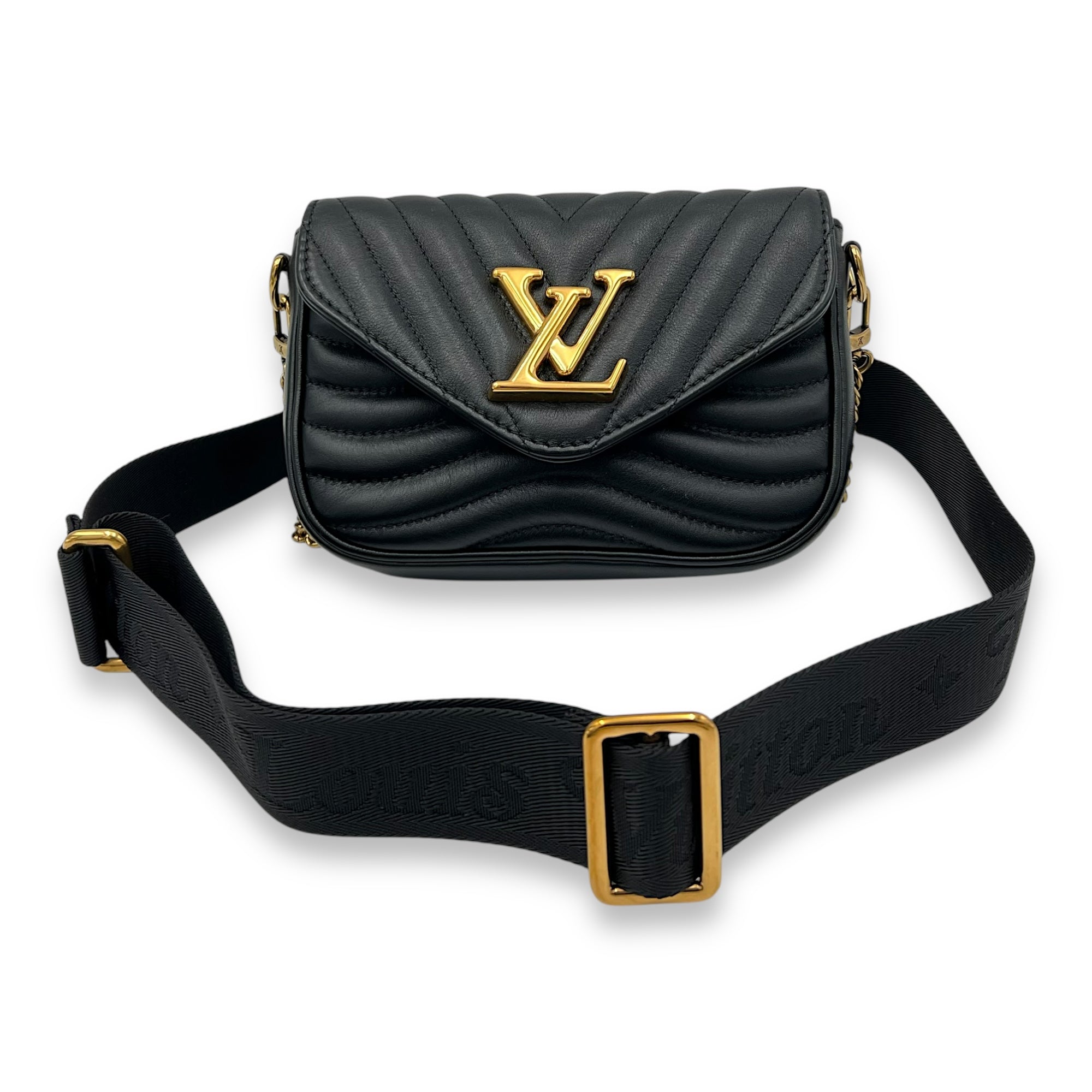 New Wave Crossbody Bag Black in Calfskin, Gold hardware - Image 8