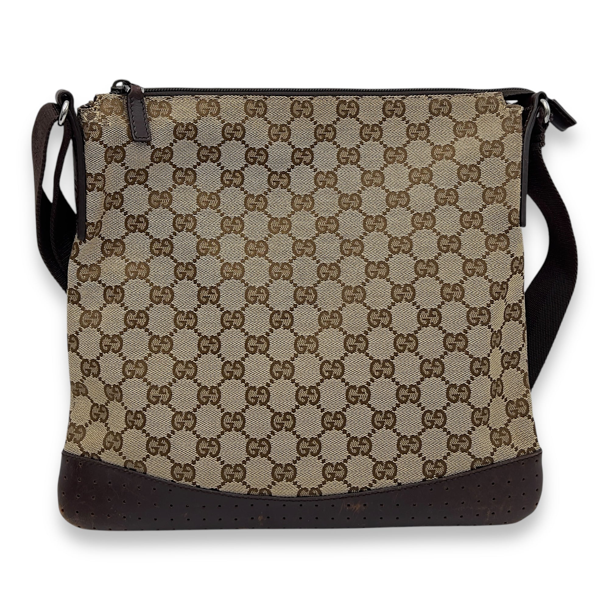 GG Crossbody Bag Brown in Canvas, Gold hardware - Image 3