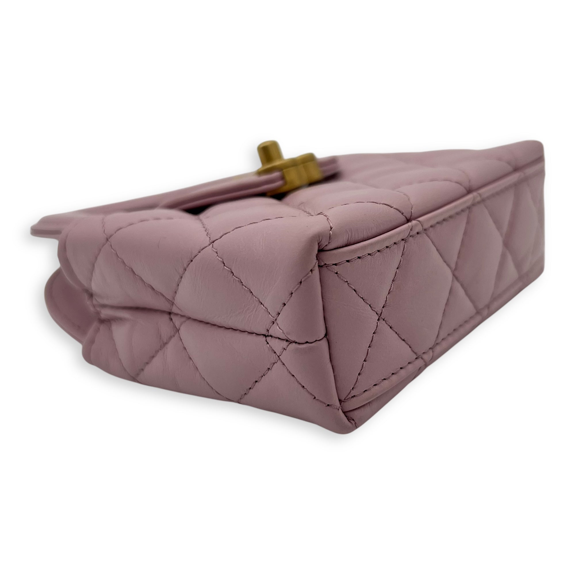 Kelly Top Handle Bag Nano Pink in Calfskin, Gold hardware - Image 9