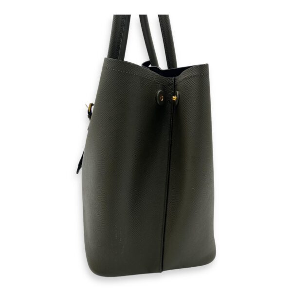 Double Top Handle Bag Green in Saffiano Leather, Gold hardware - Image 10