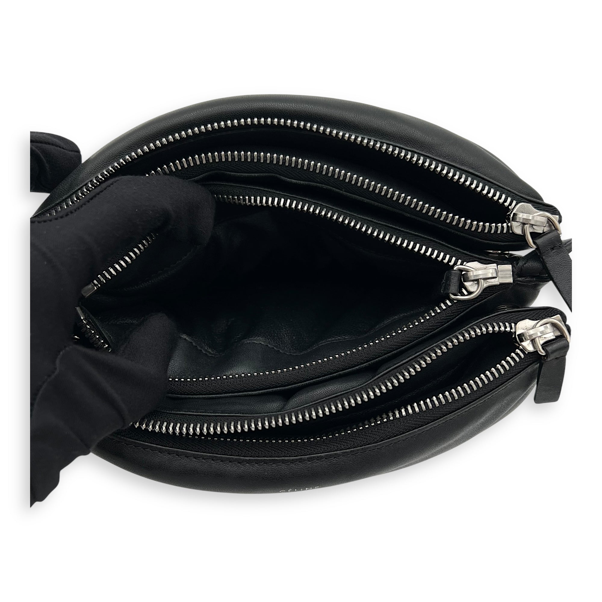 Trio Black Crossbody Bag in Lambskin, Gold hardware - Image 7