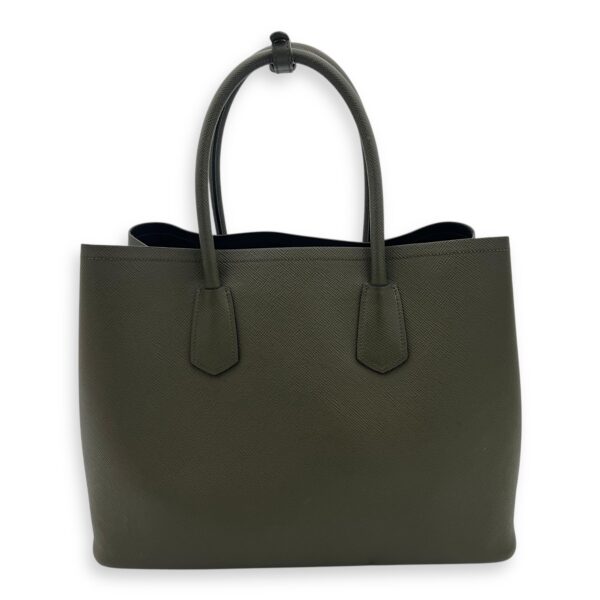 Double Top Handle Bag Green in Saffiano Leather, Gold hardware - Image 3