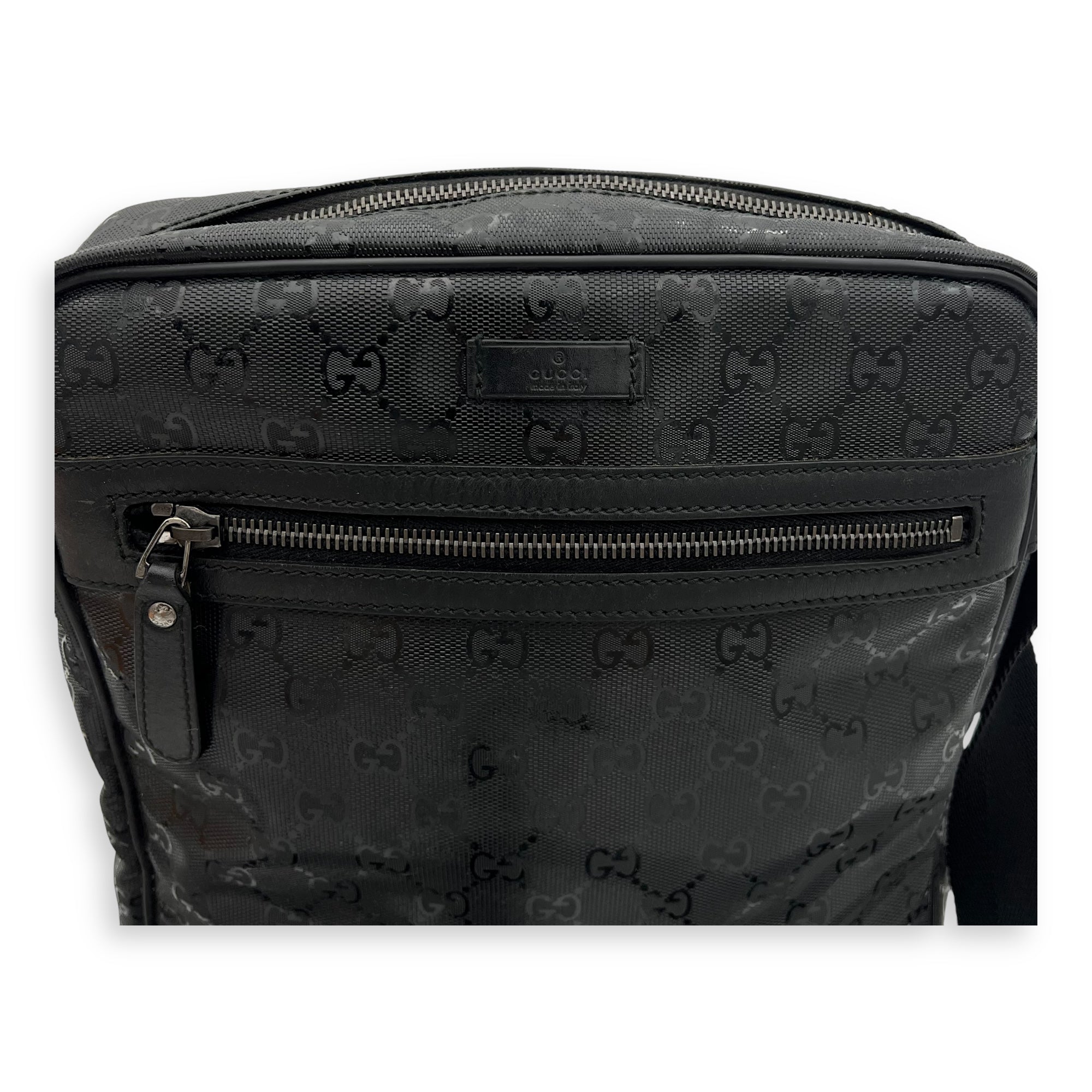 GG Messenger Black in Coated Canvas, Silver hardware - Image 8