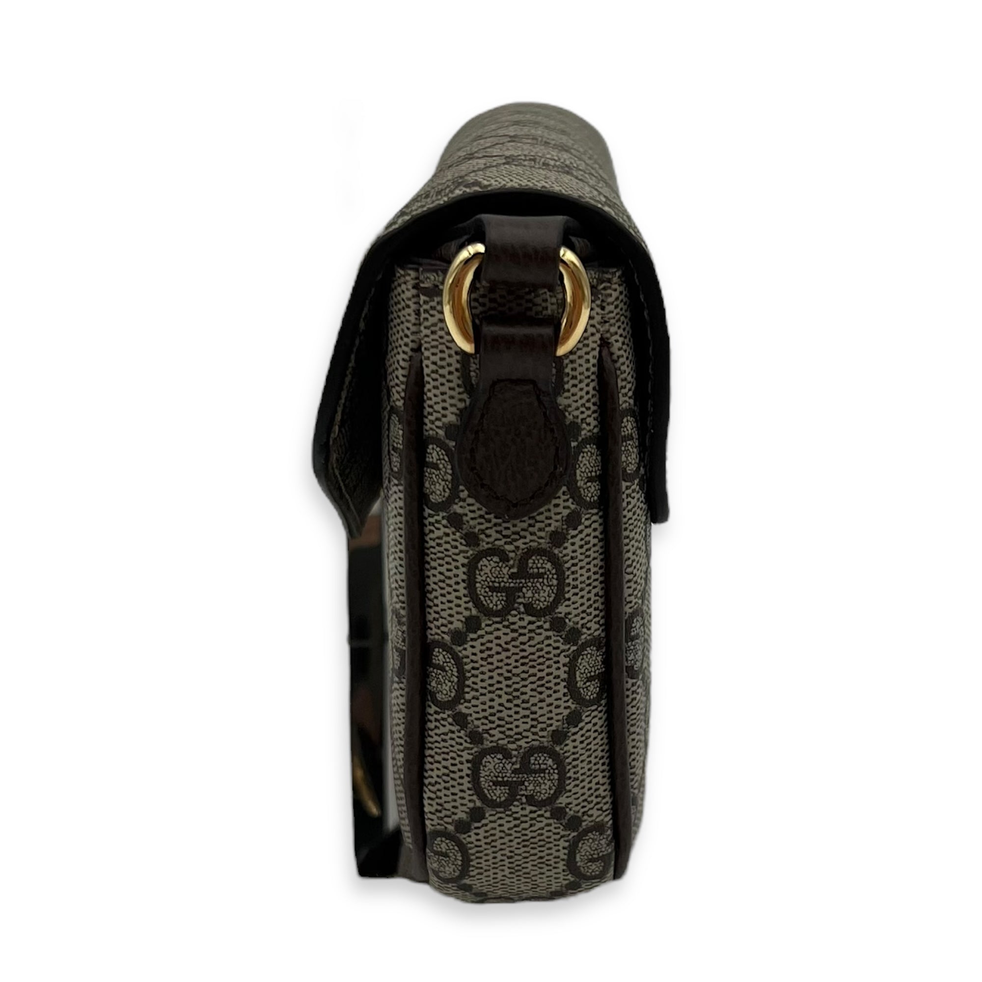 Ophidia Brown Crossbody Bag in Monogram Coated Canvas, Gold hardware - Image 4