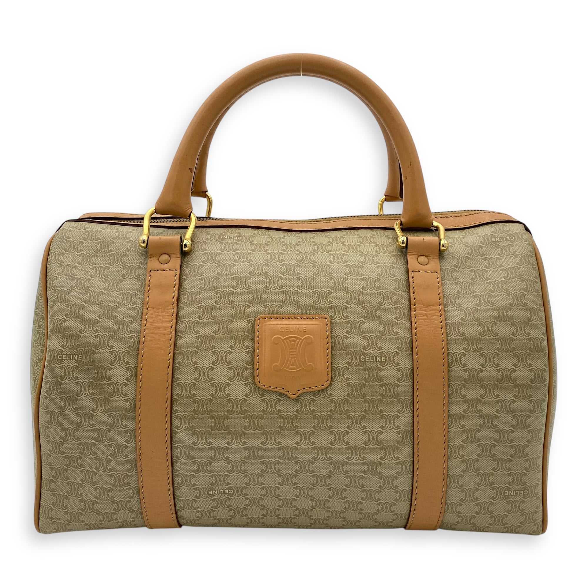 Macadam Top Handle Bag Beige in Coated Canvas, Gold hardware