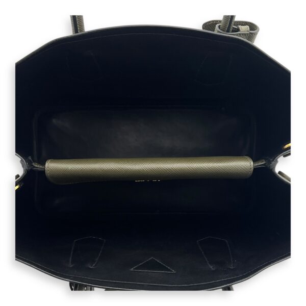 Double Top Handle Bag Green in Saffiano Leather, Gold hardware - Image 7