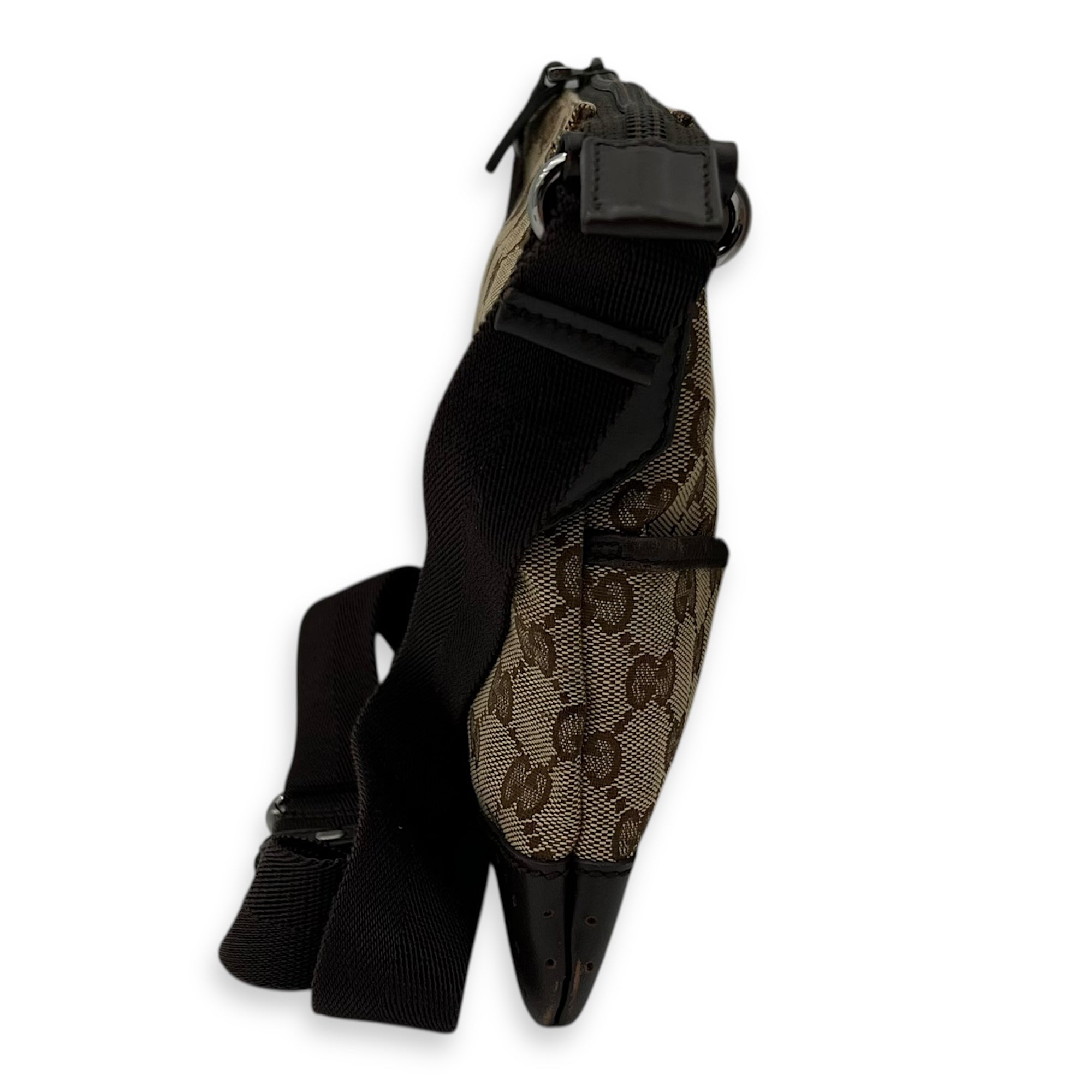 GG Crossbody Bag Brown in Canvas, Silver hardware - Image 4