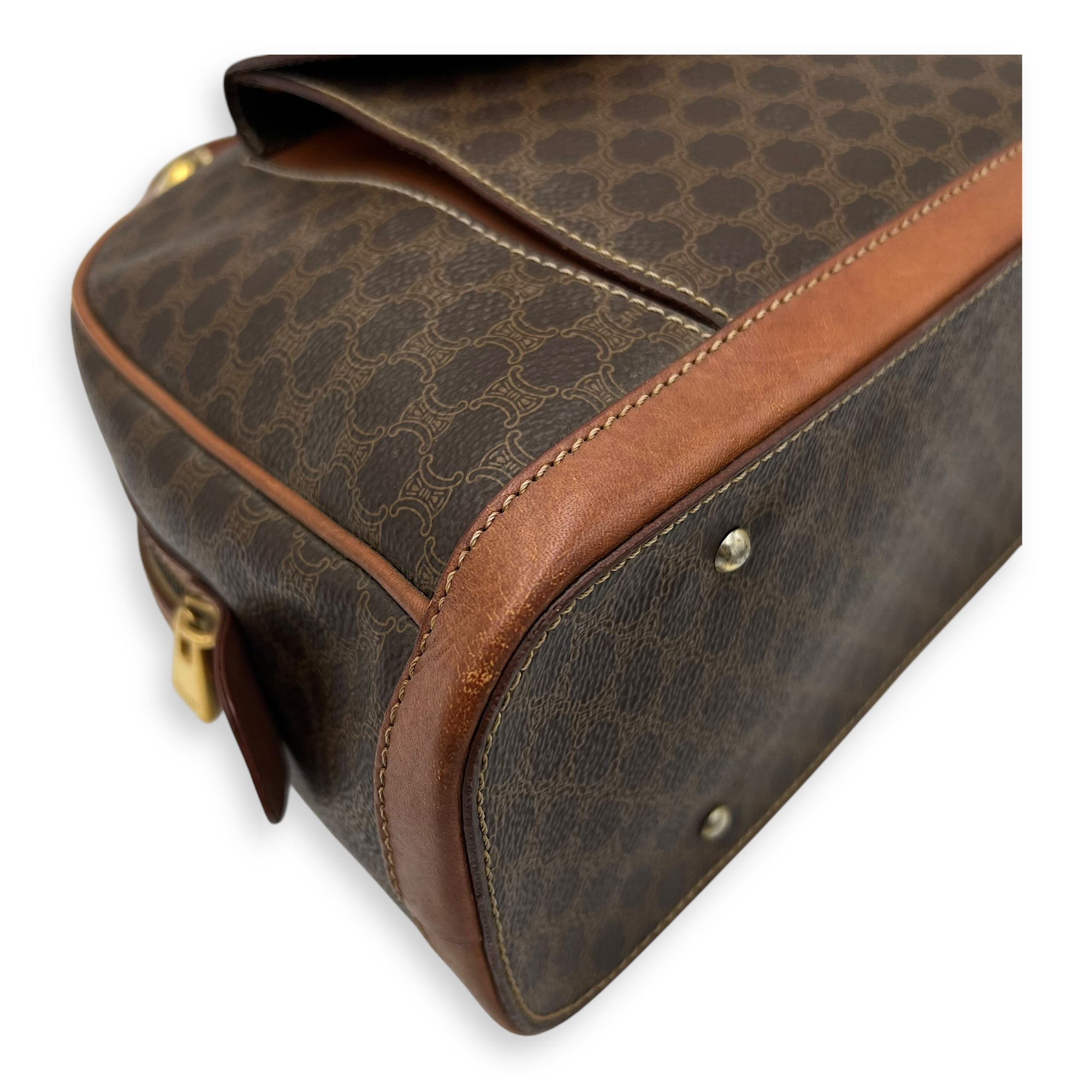 Macadam Top Handle Bag Brown in Coated Canvas, Gold hardware - Image 15