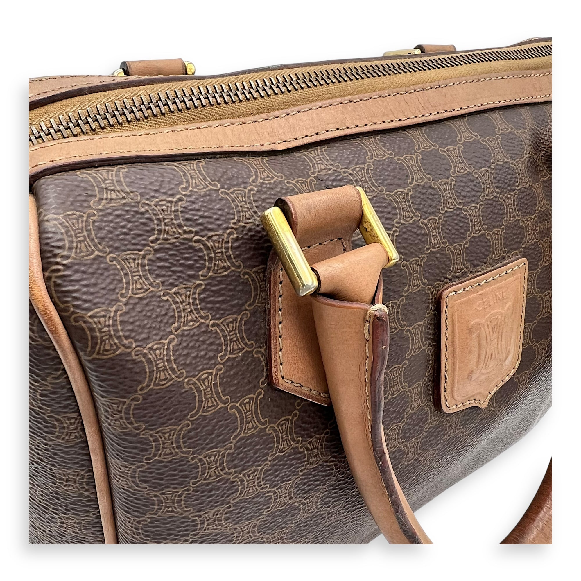 Macadam Top Handle Bag Brown in Coated Canvas, Gold hardware - Image 9