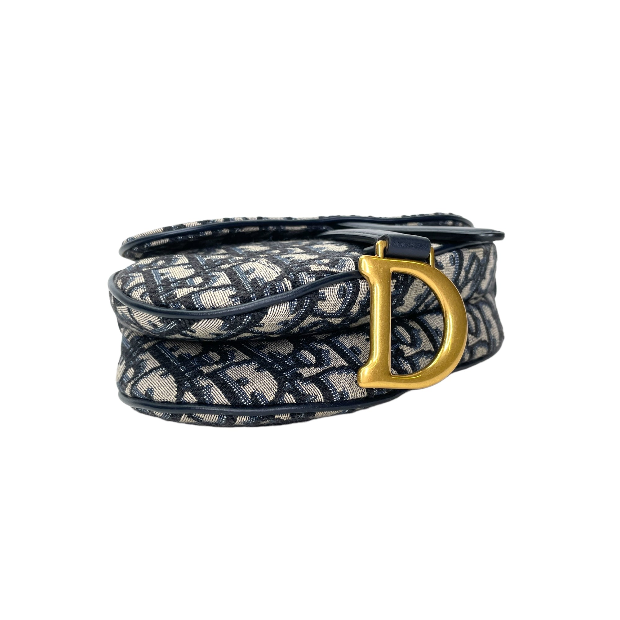 Saddle Mini Blue Top Handle Bag in Jacquard, Gold hardware - Image 6