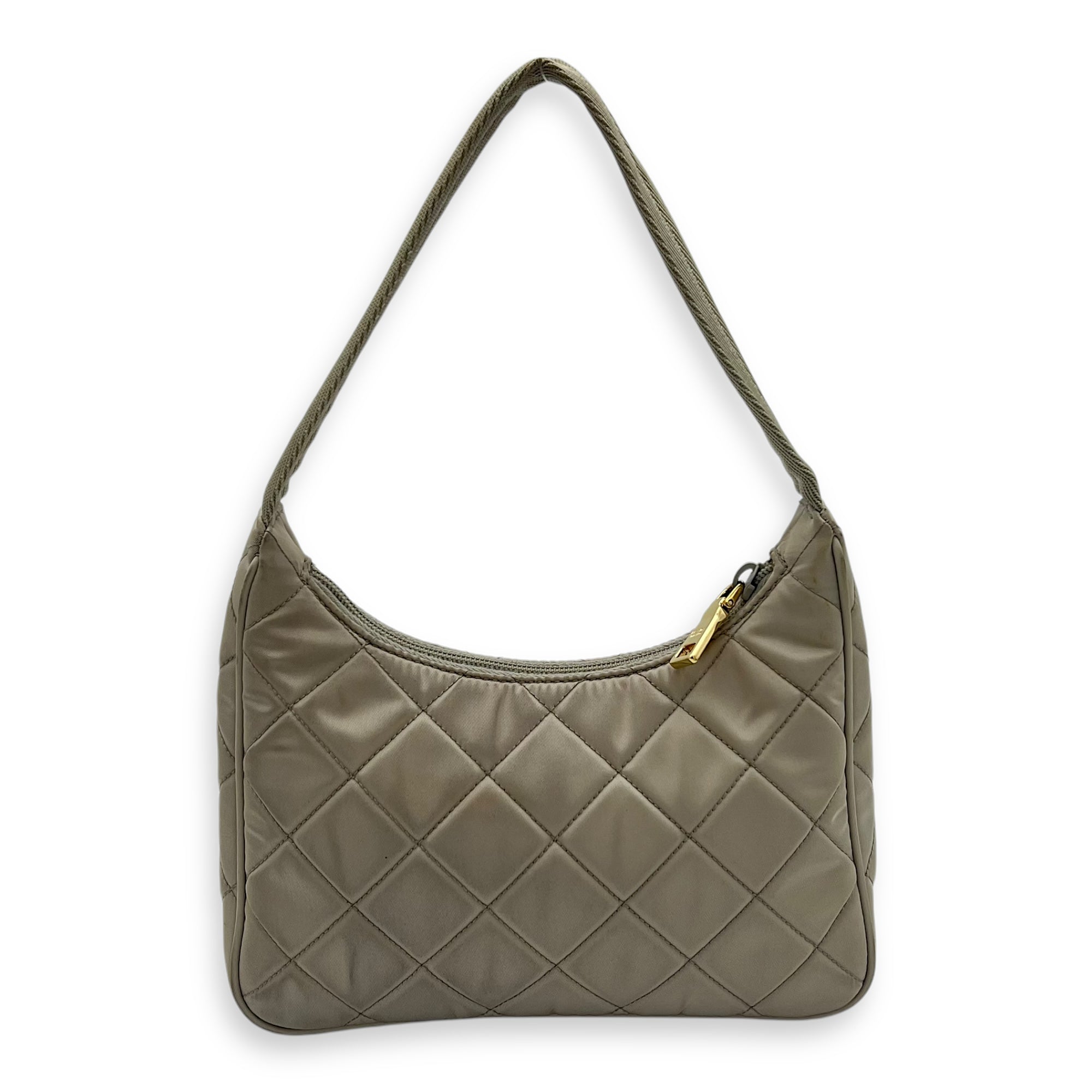 Re-Edition Shoulder Bag Beige in Re-Nylon, Gold hardware - Image 3