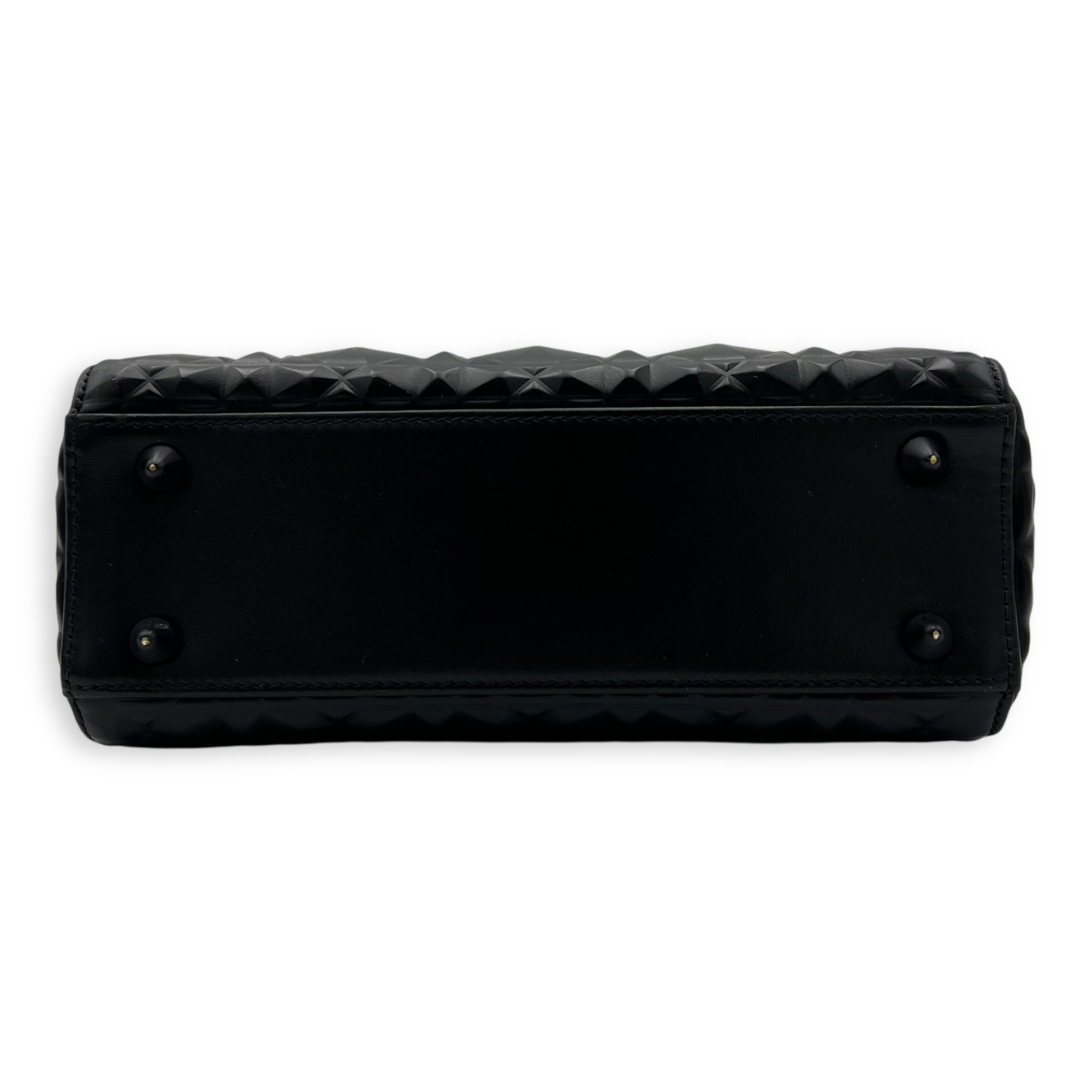 Lady Dior Small Black Top Handle Bag in Calfskin, Ultramatte hardware - Image 6