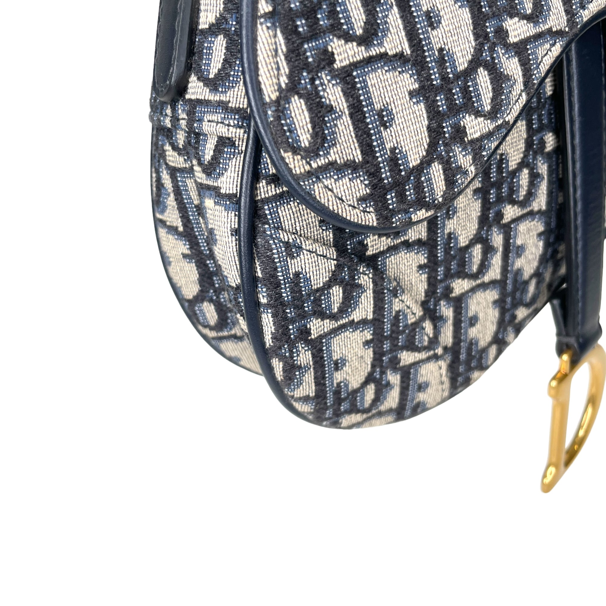 Saddle Mini Blue Top Handle Bag in Jacquard, Gold hardware - Image 11