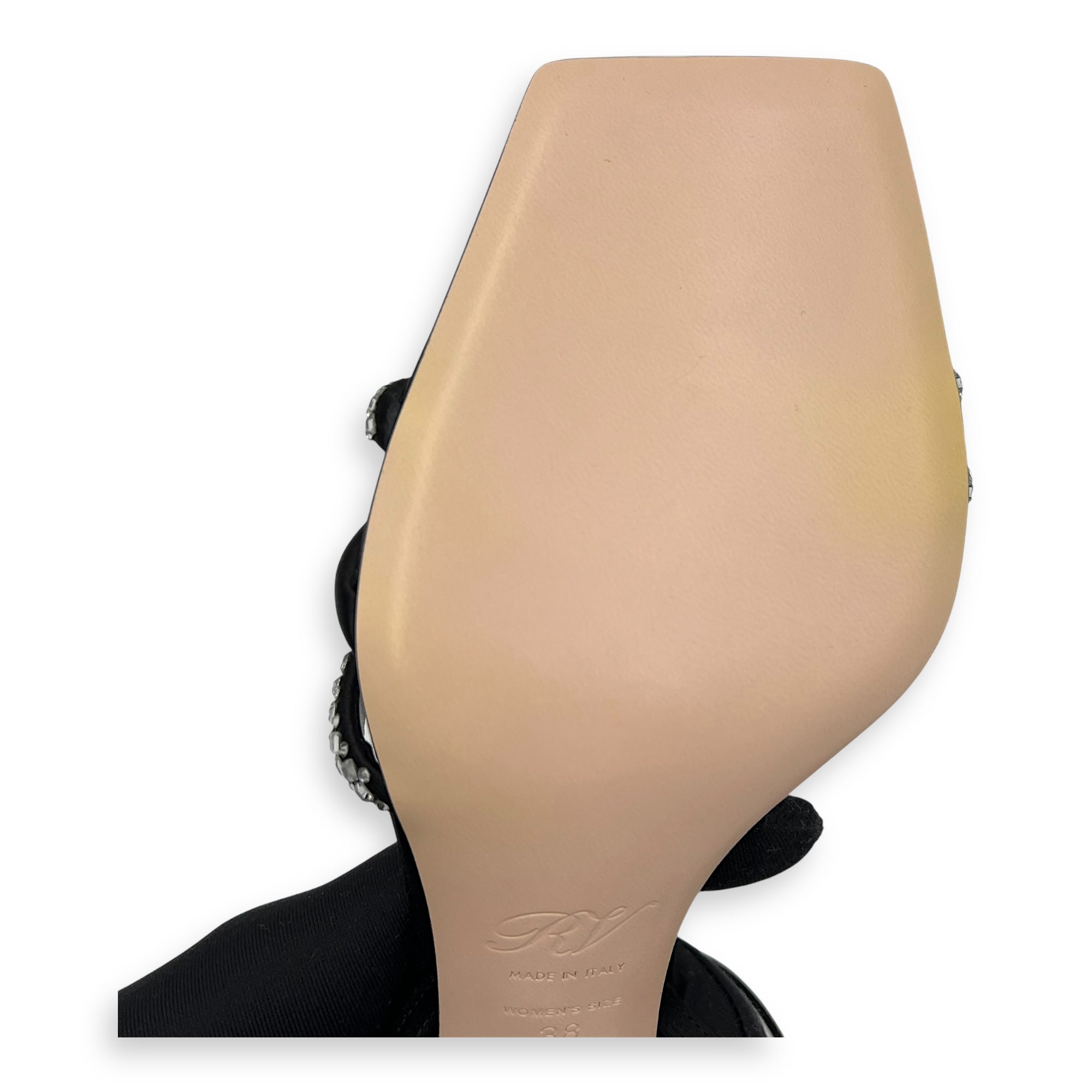 Cube Strass Heel Bling Sandal 75 38 Black Heels in Calfskin, Silver hardware - Image 4