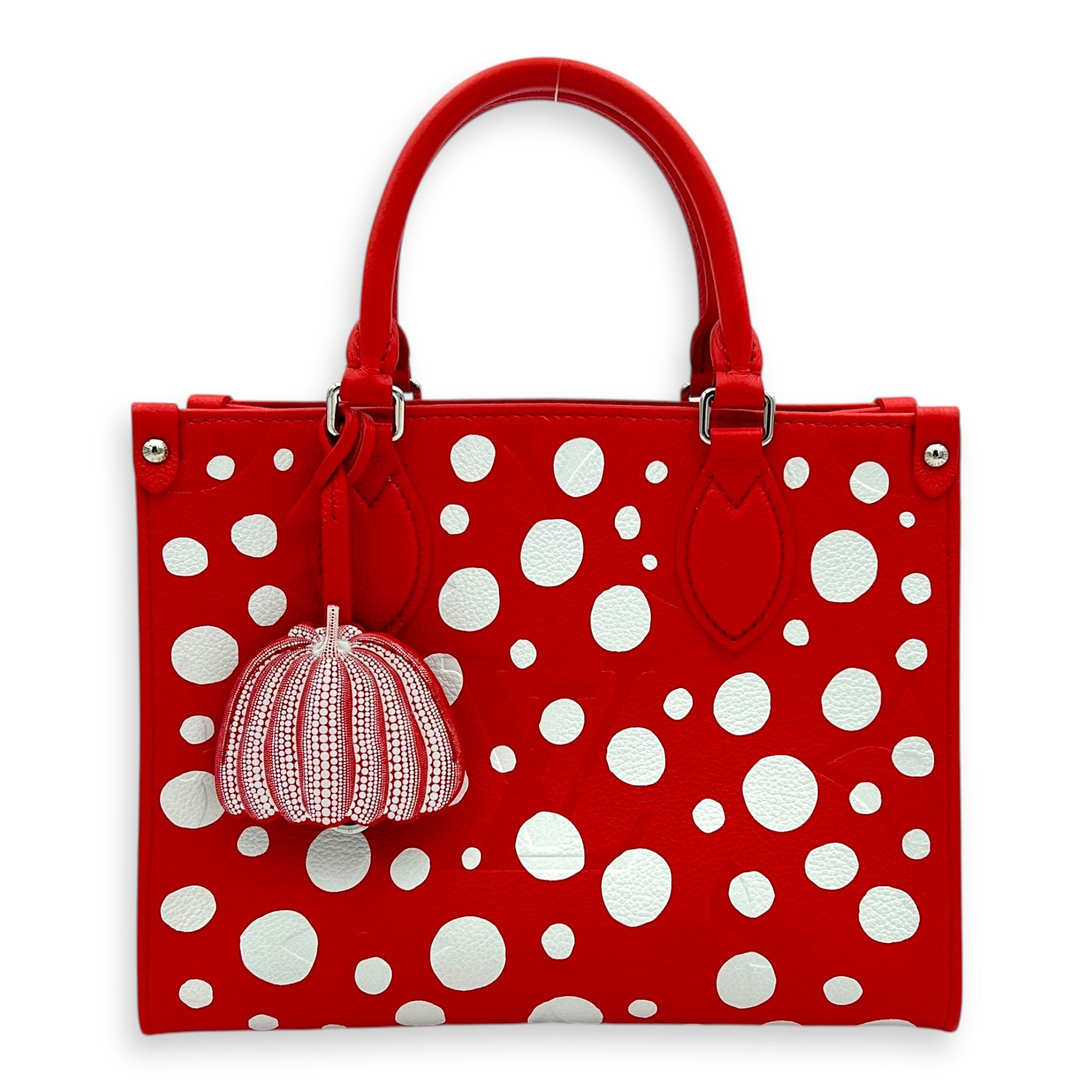 OnTheGo PM x Yayoi Kusama Top Handle Bag in Empreinte Leather, Silver hardware