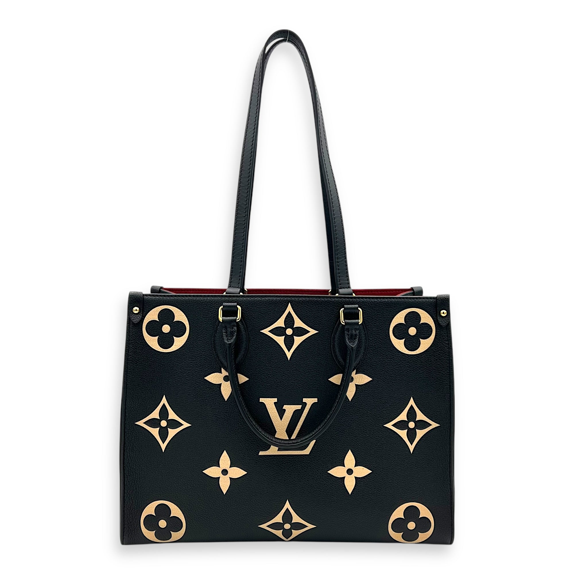 OnTheGo MM Blue Top Handle Bag in Empreinte Leather, Gold hardware - Image 11