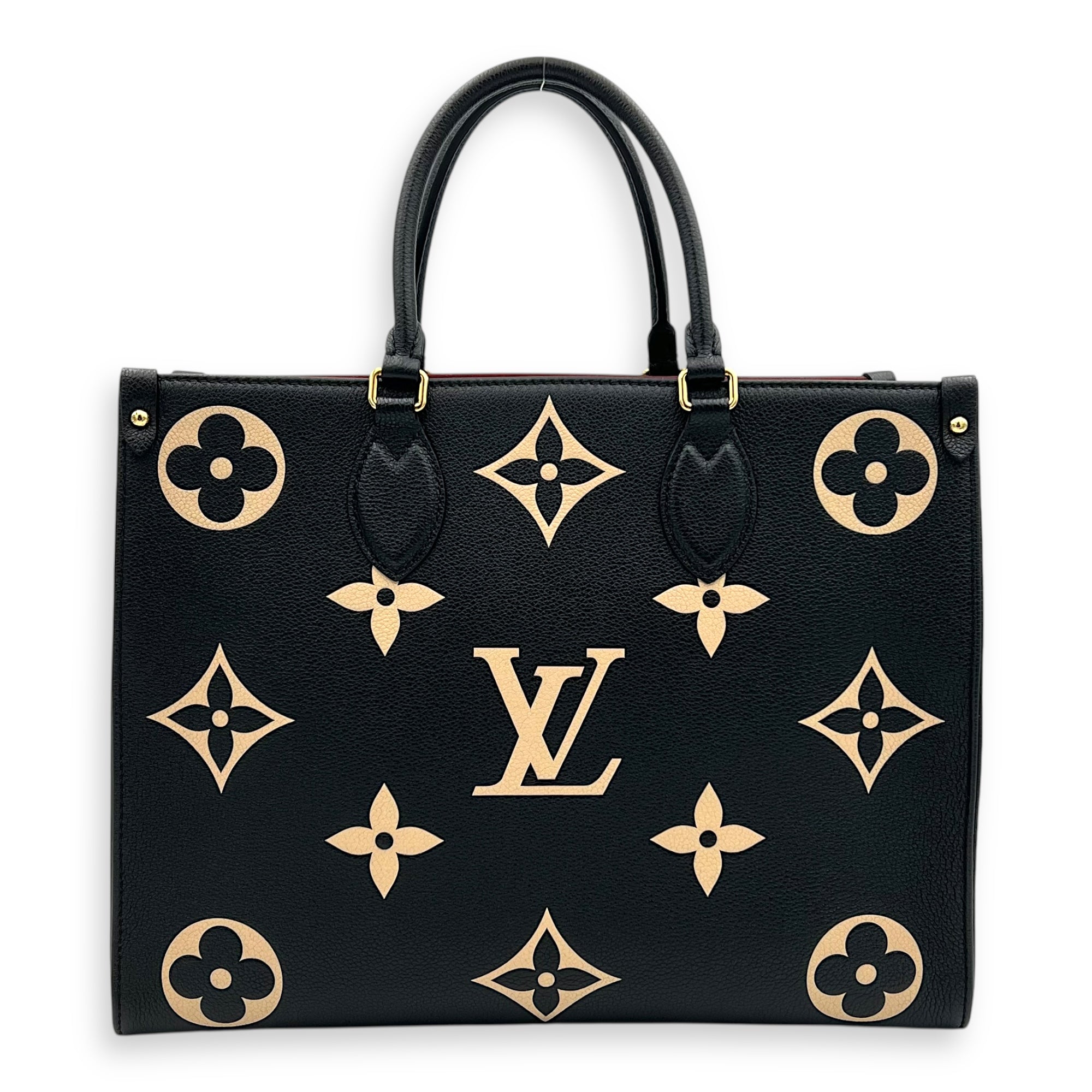 OnTheGo MM Blue Top Handle Bag in Empreinte Leather, Gold hardware - Image 3