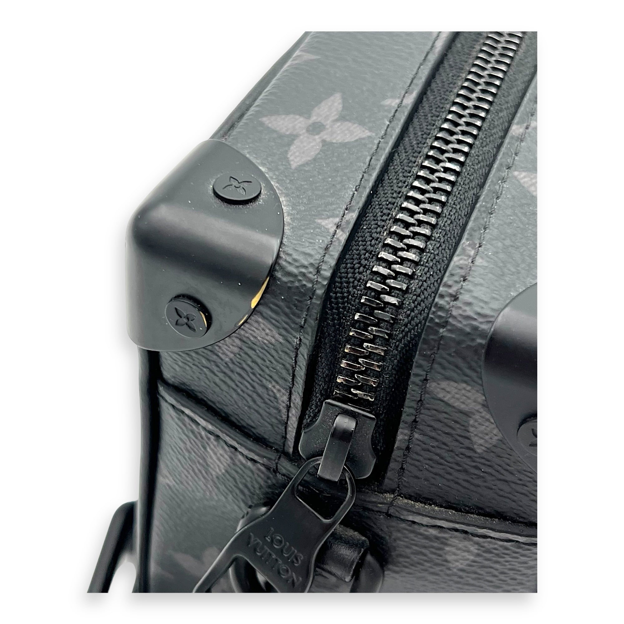 Soft Trunk Crossbody Bag Black in Monogram Coated Canvas, Lacquered Metal hardware - Image 13