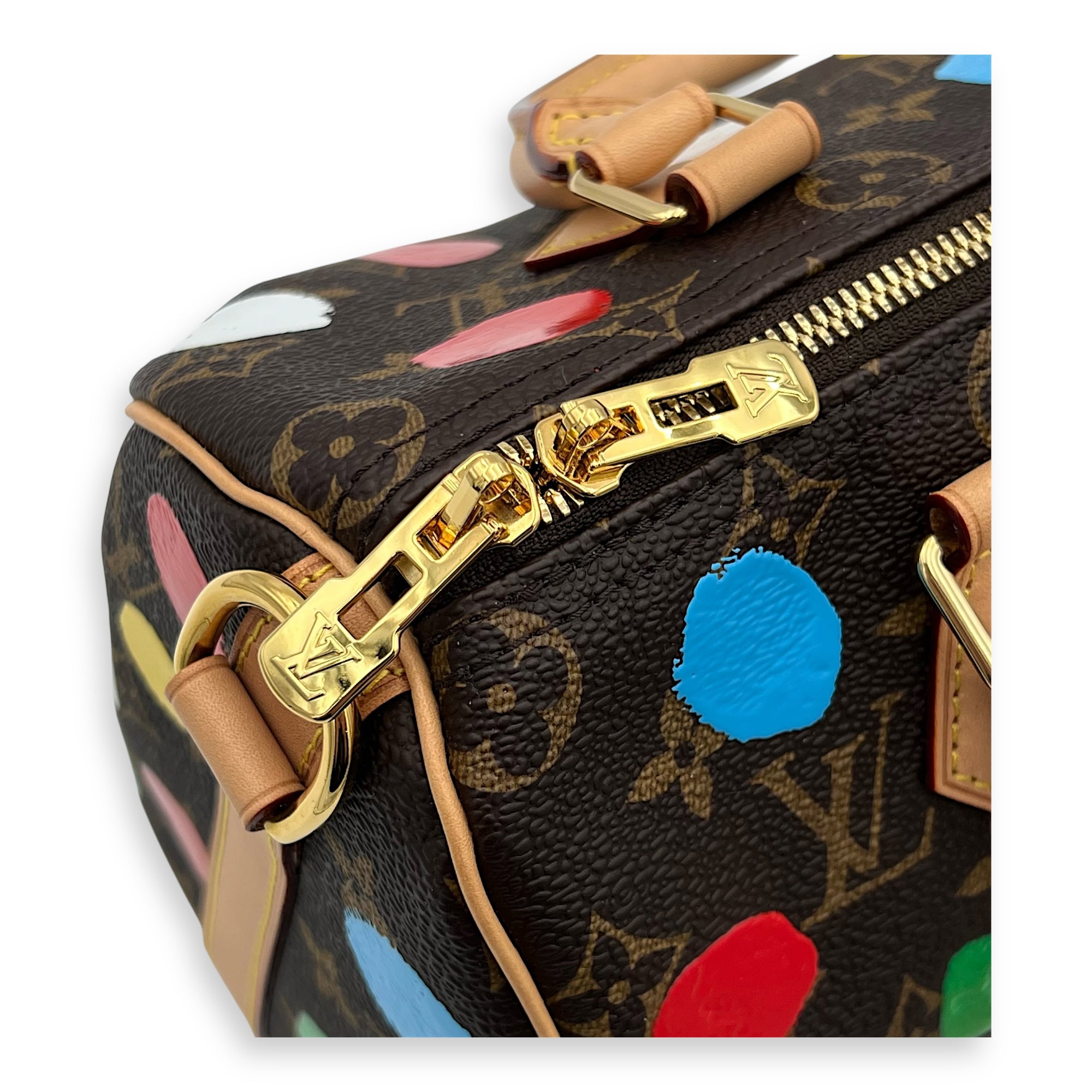 X Yayoi Kusama 25 Multi-colour Top Handle Bag in Monogram Coated Canvas, Gold hardware - Image 9
